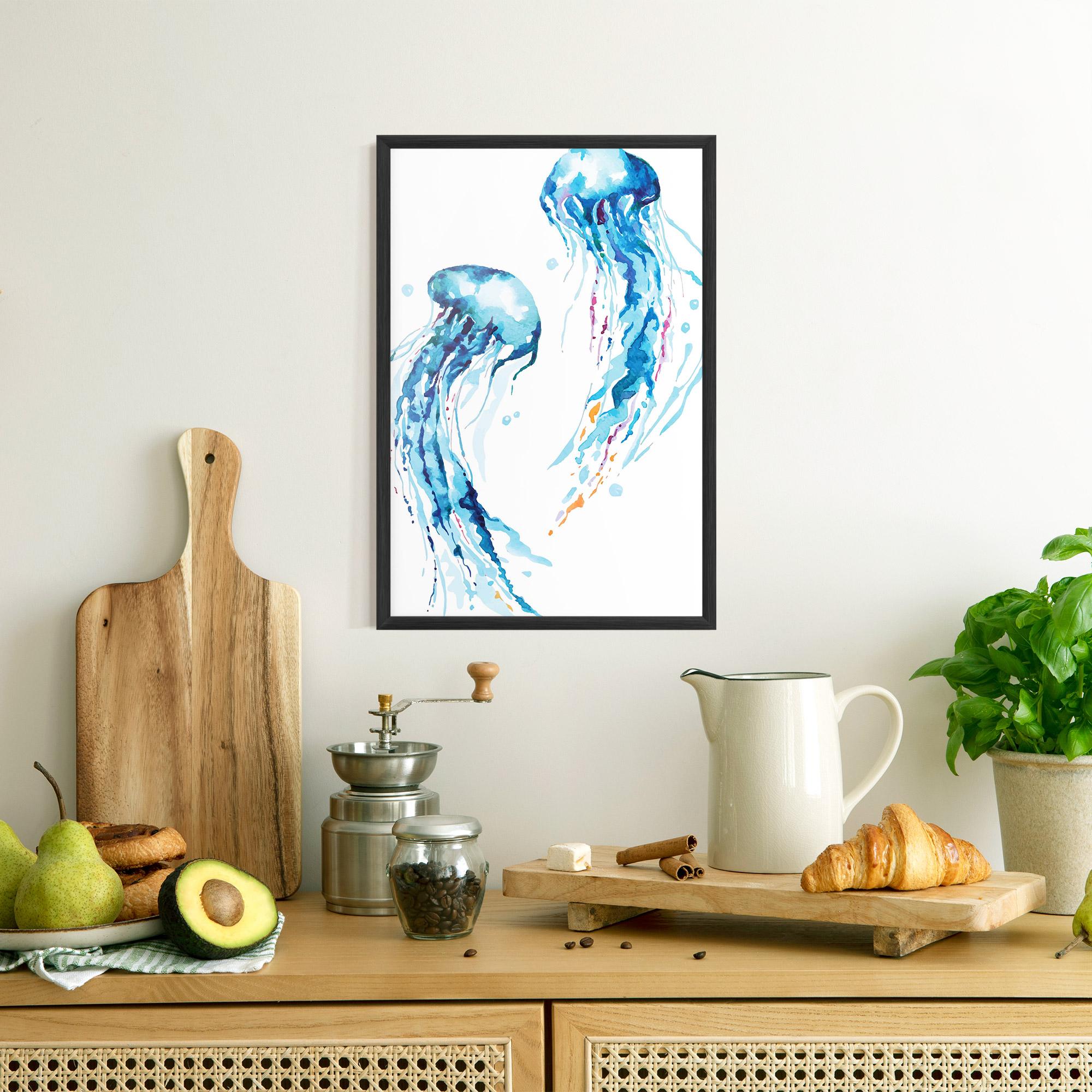 Gerahmte Poster Jellyfish Watercolor mockup 8