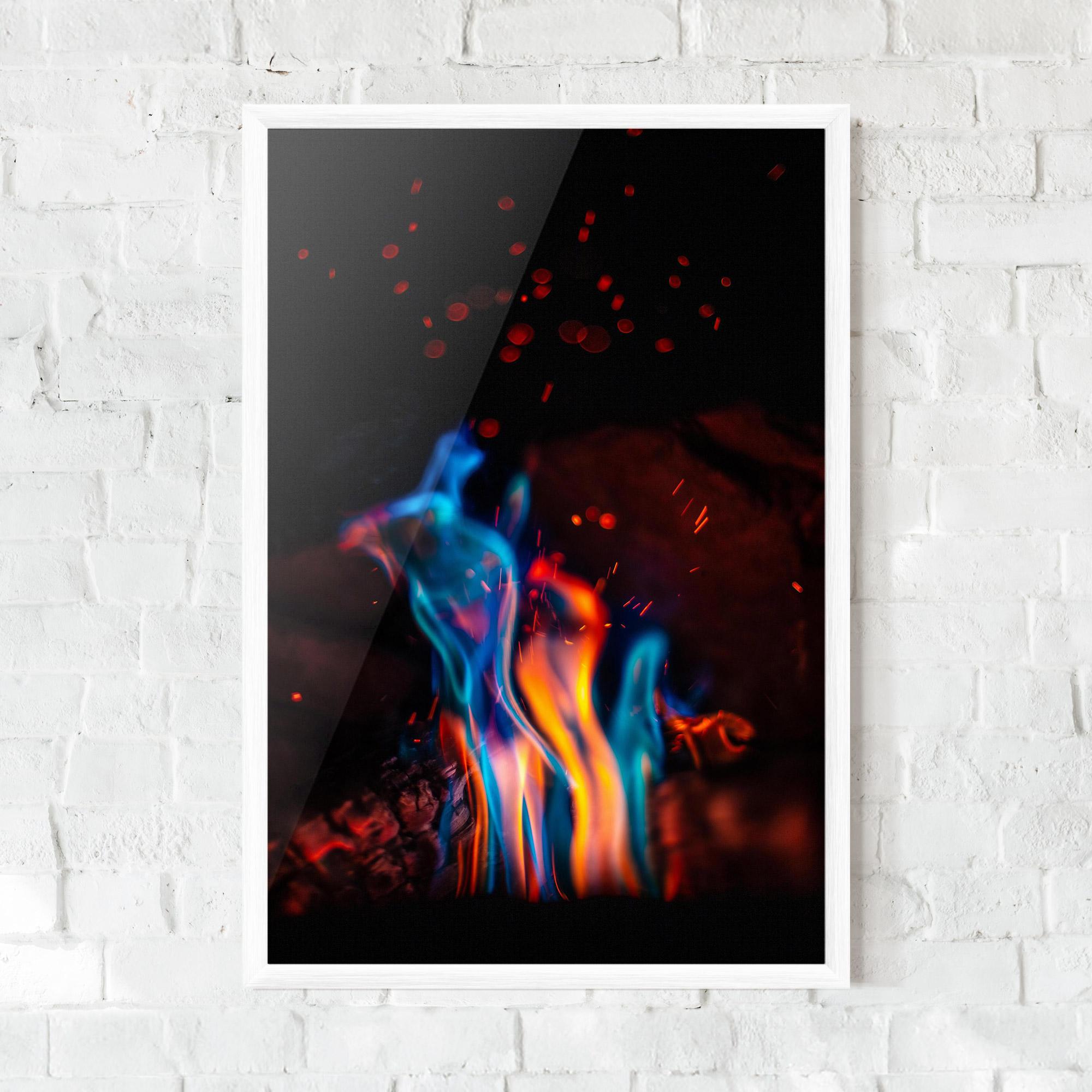 Gerahmte Poster Blue Orange Fire mockup 0
