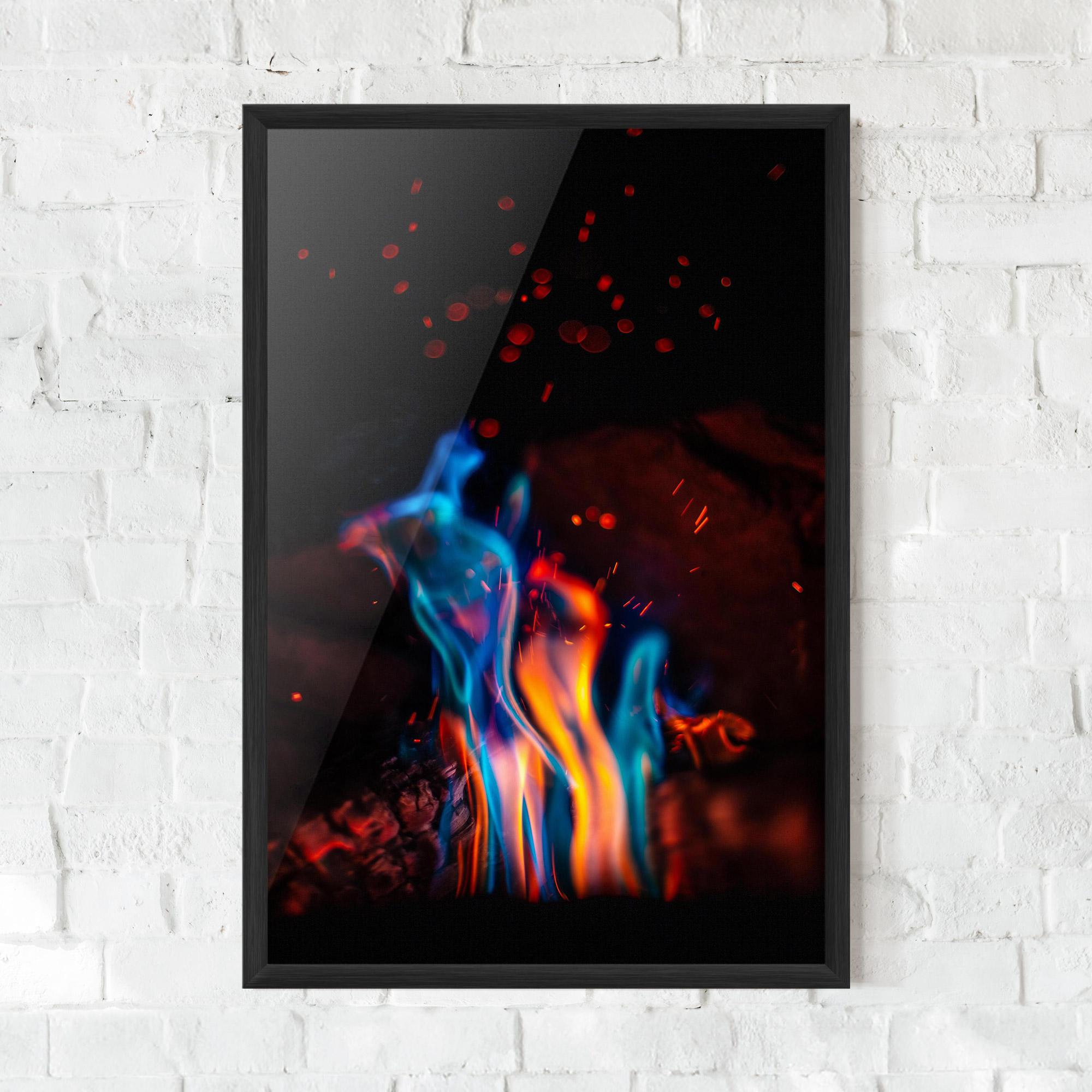 Gerahmte Poster Blue Orange Fire mockup 0
