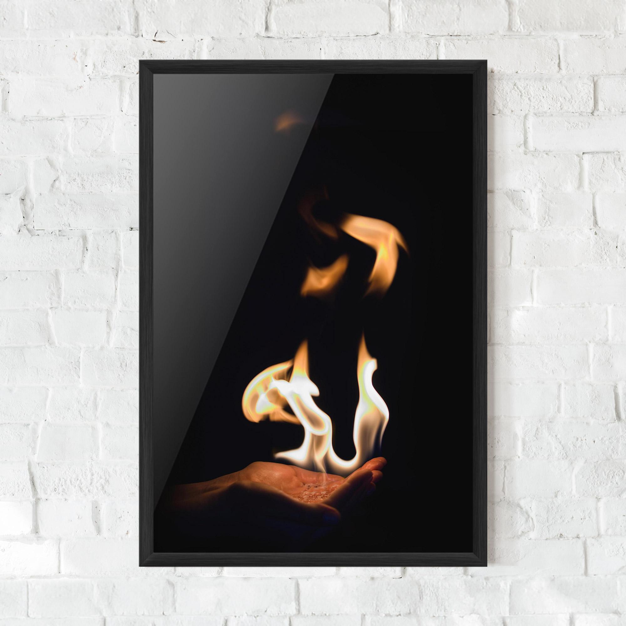 Gerahmte Poster White Orange Fire mockup 0