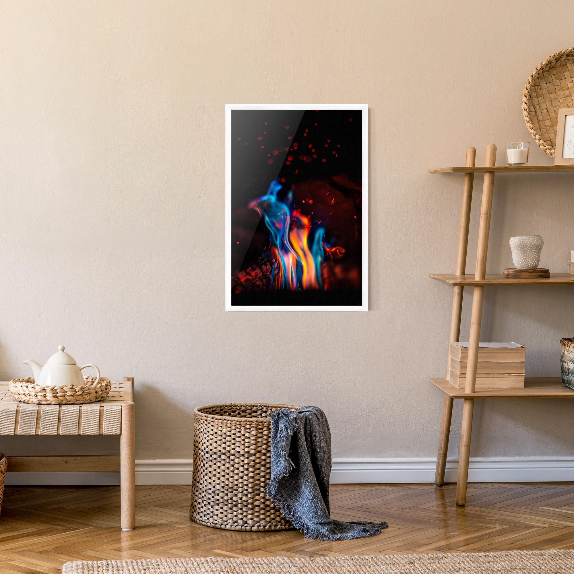Gerahmte Poster Blue Orange Fire mockup 9