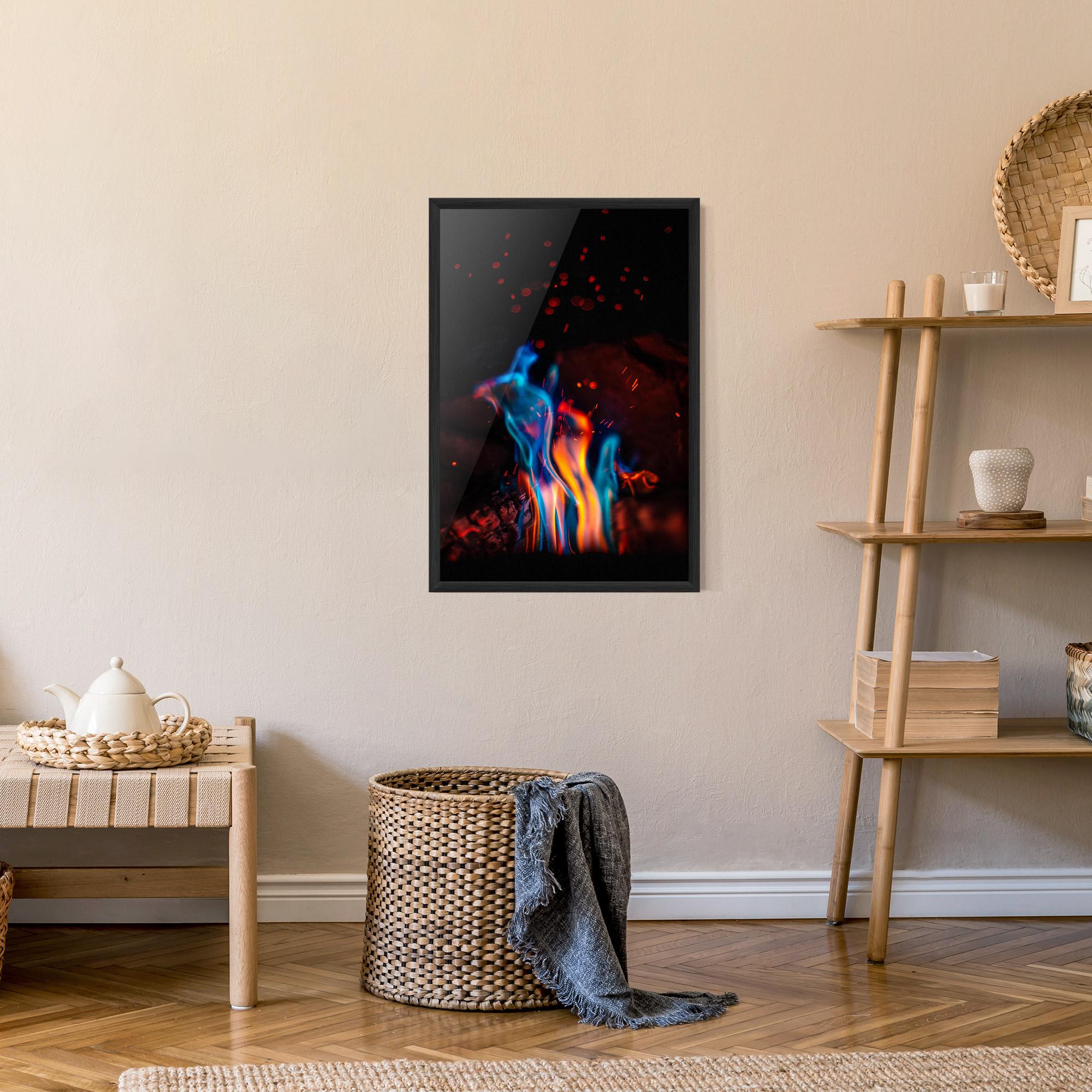 Gerahmte Poster Blue Orange Fire mockup 9