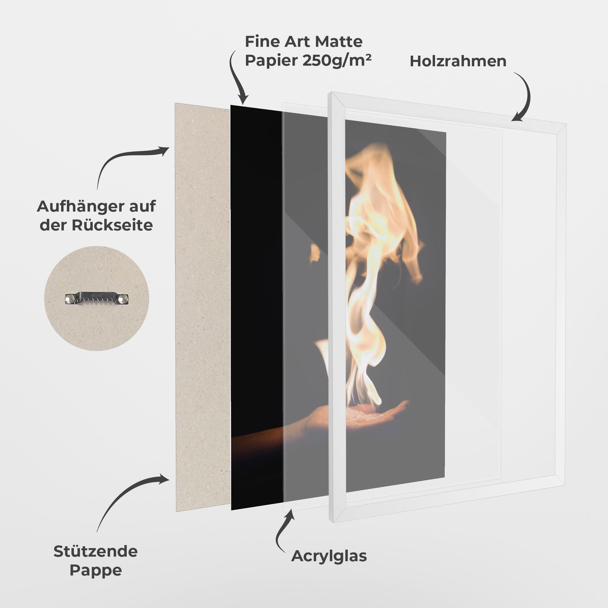 Gerahmte Poster Fire Palm mockup 1