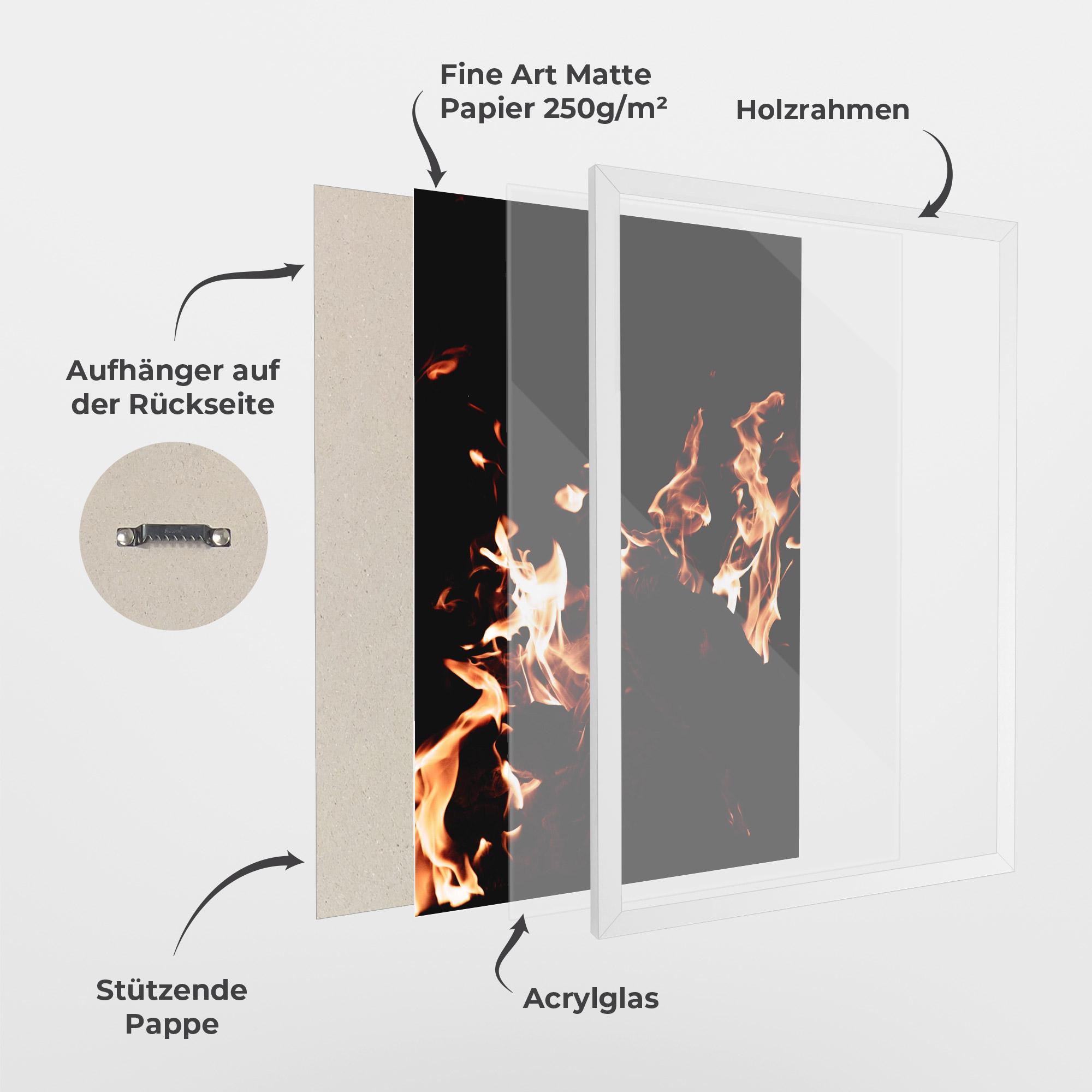 Gerahmte Poster Red Grey Fire mockup 1