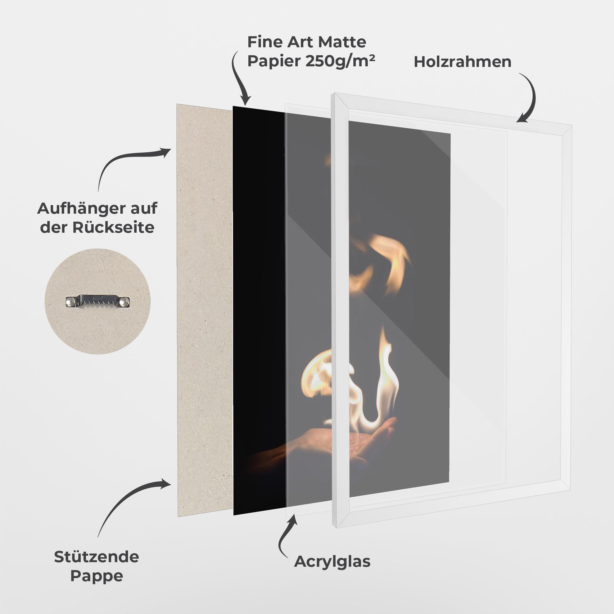 Gerahmte Poster White Orange Fire mockup 1