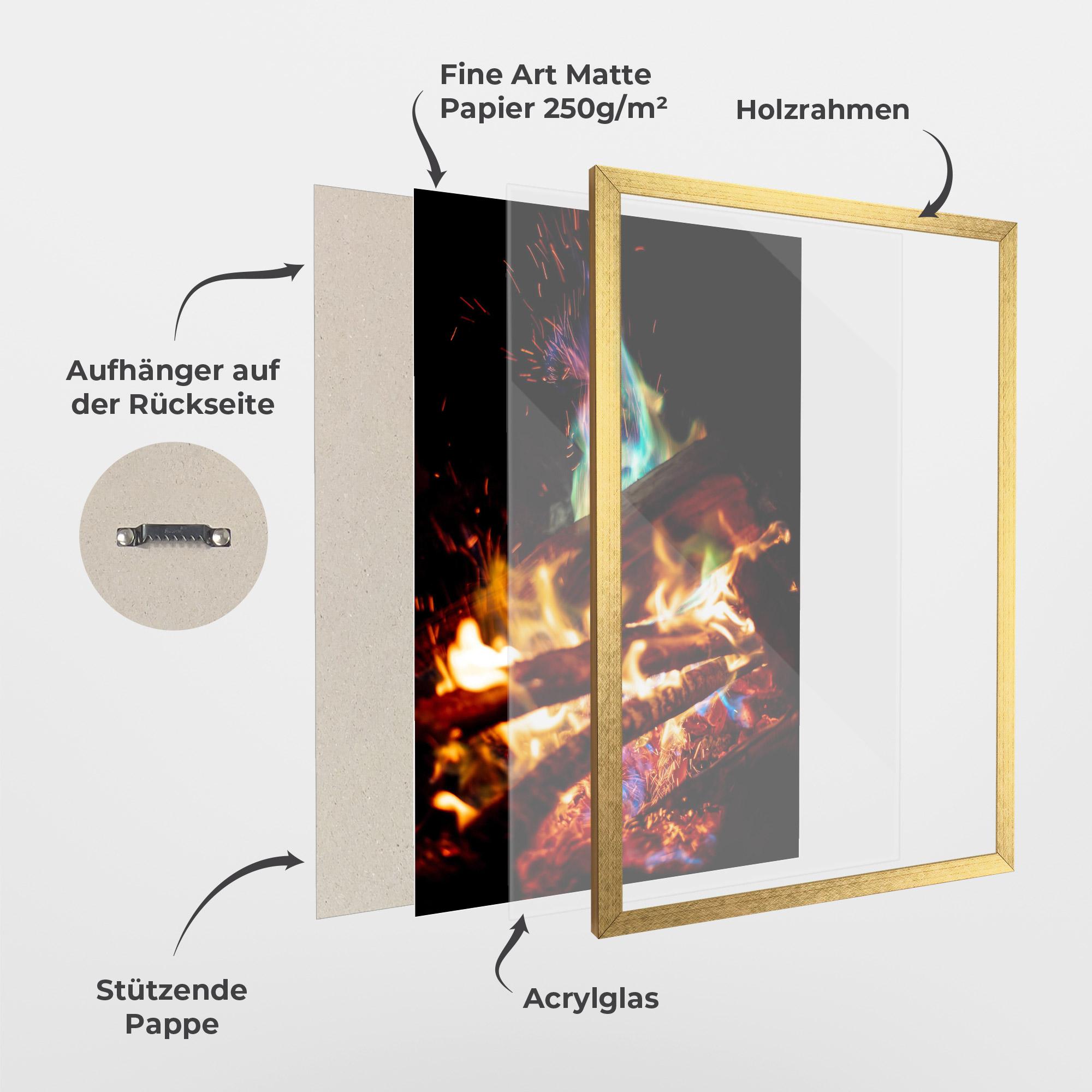 Gerahmte Poster Blue Green Fire mockup 1