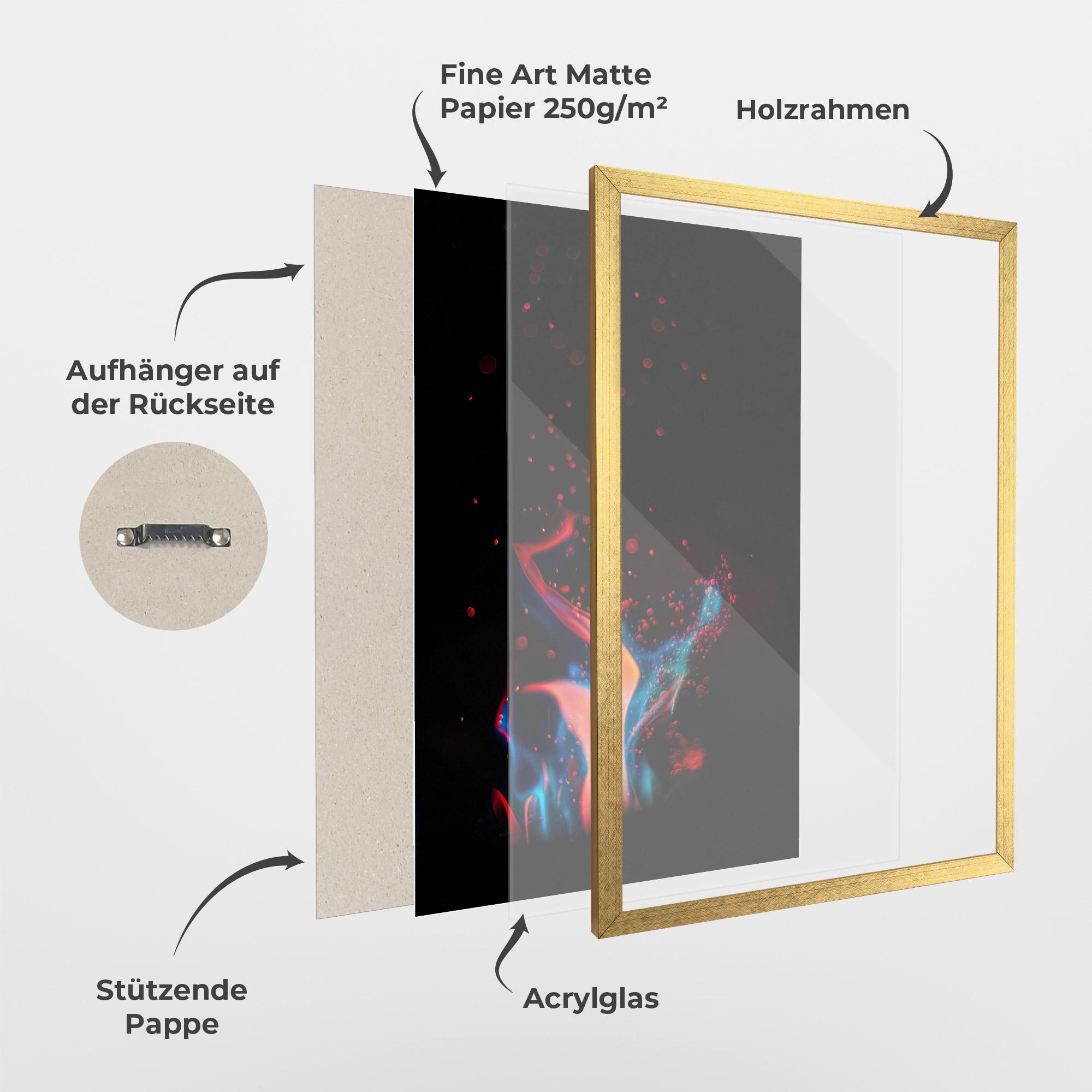 Gerahmte Poster Blue Pink Fire mockup 1