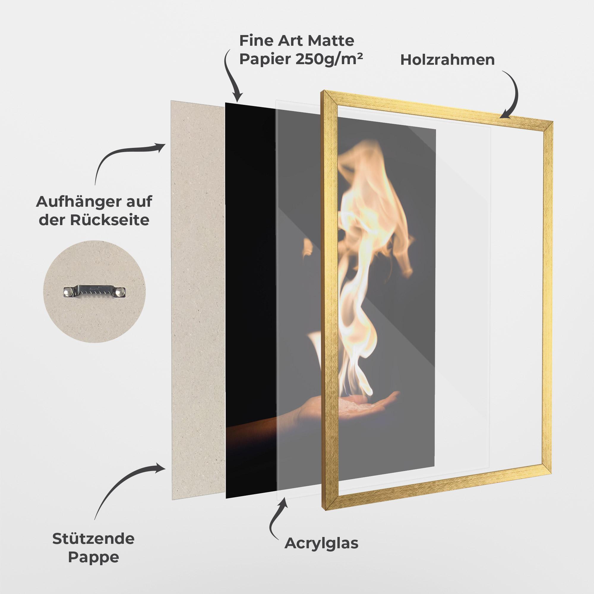 Gerahmte Poster Fire Palm mockup 1