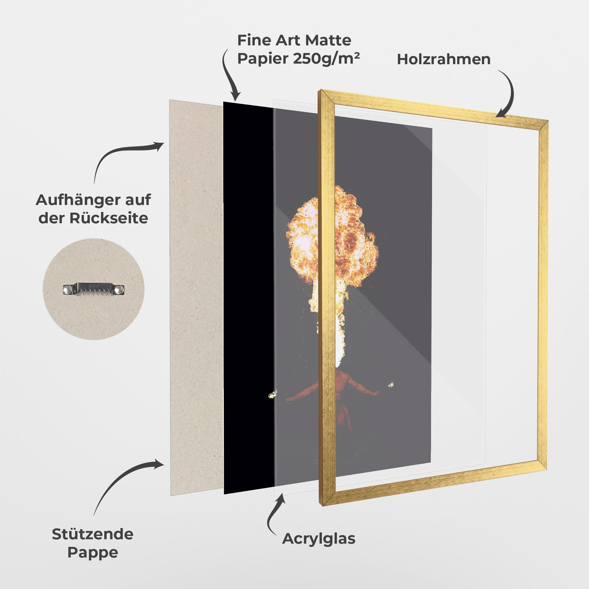 Gerahmte Poster Spitting Fire mockup 1