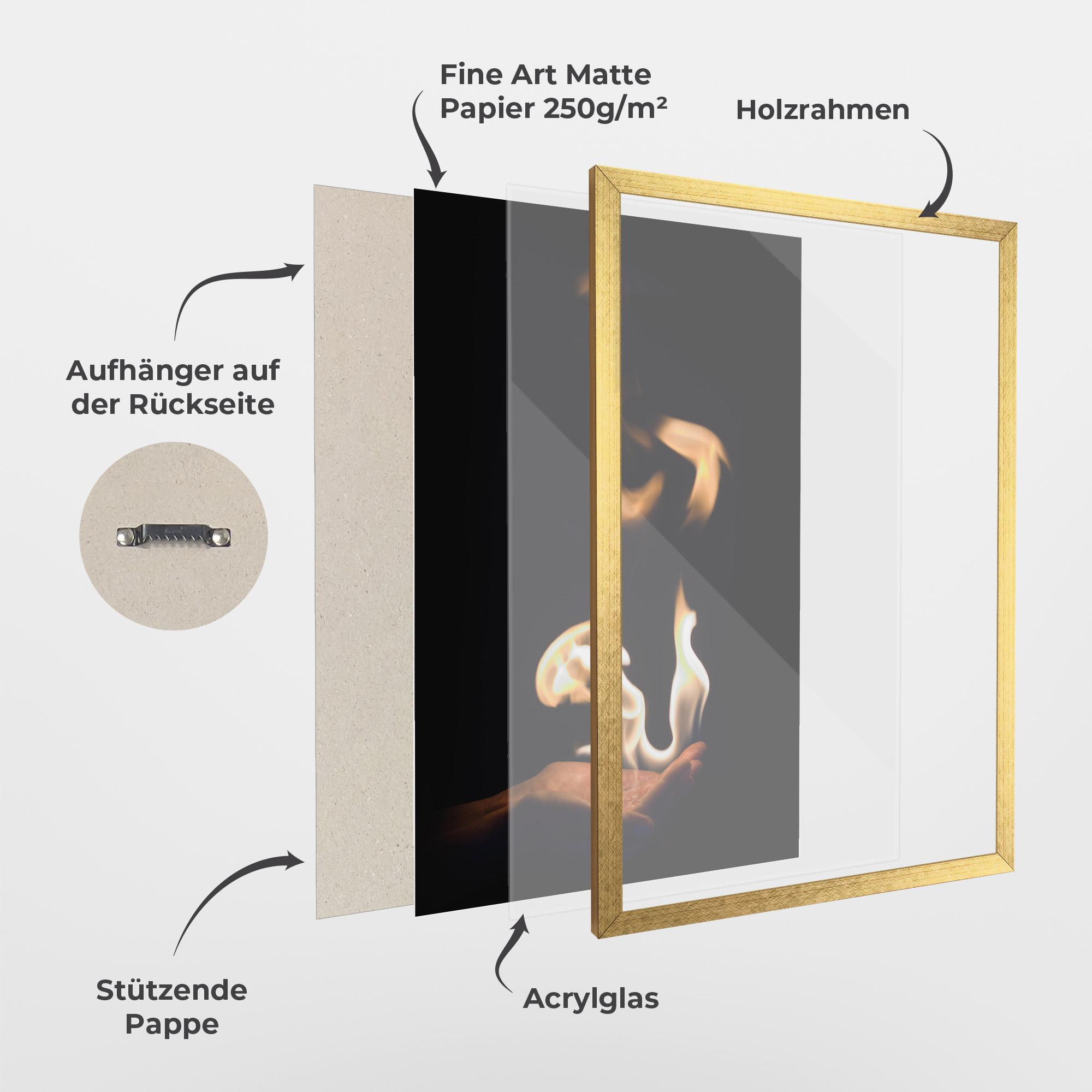 Gerahmte Poster White Orange Fire mockup 1