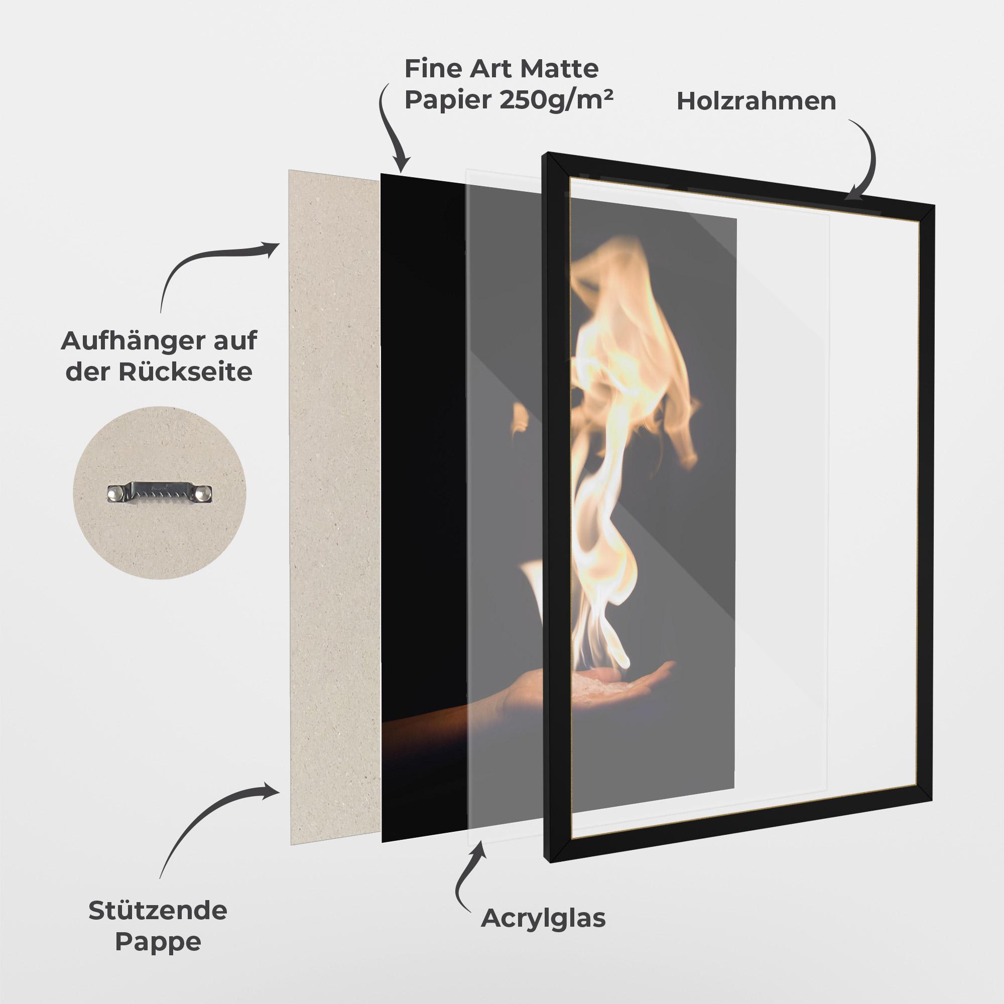 Gerahmte Poster Fire Palm mockup 1