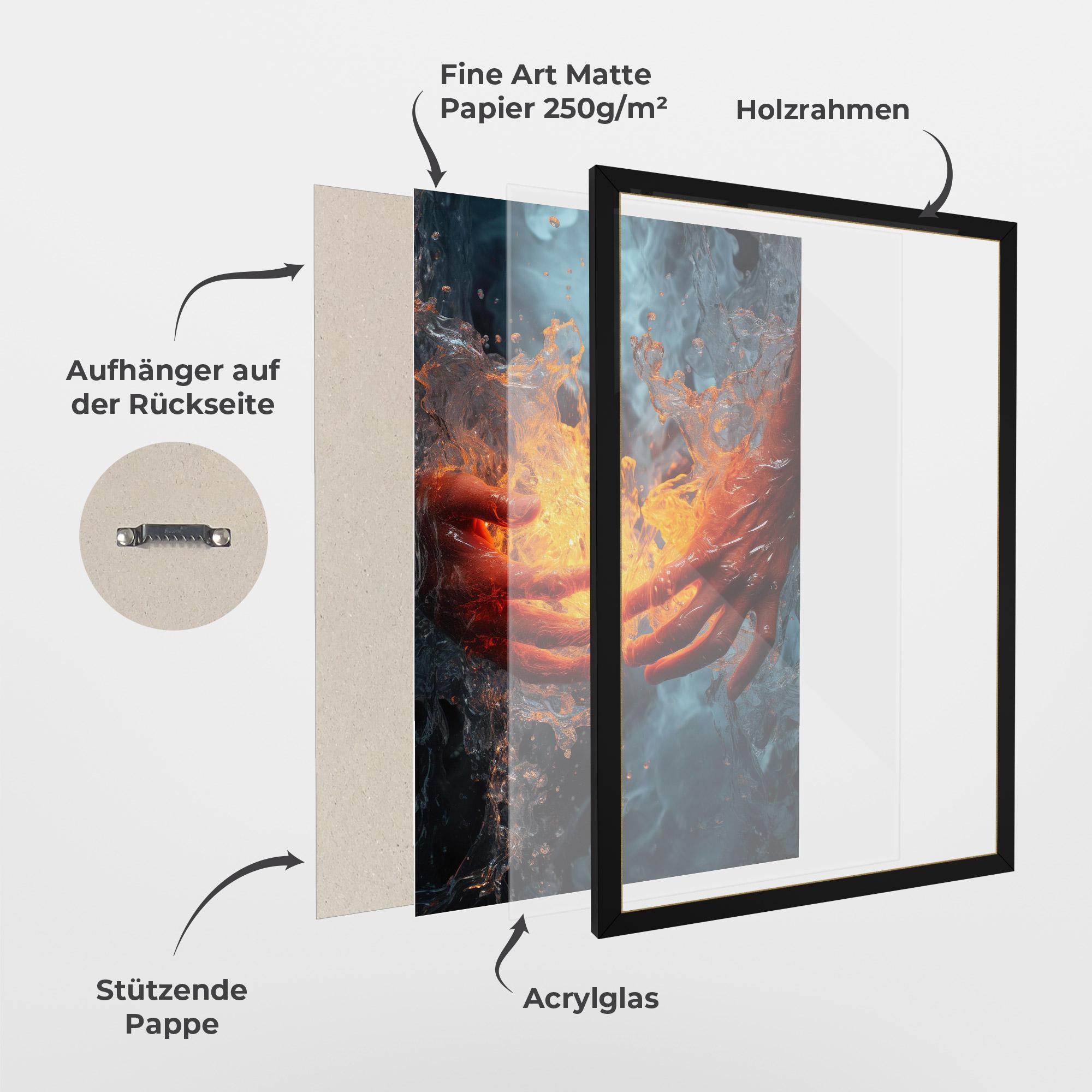 Gerahmte Poster Fire Water mockup 1