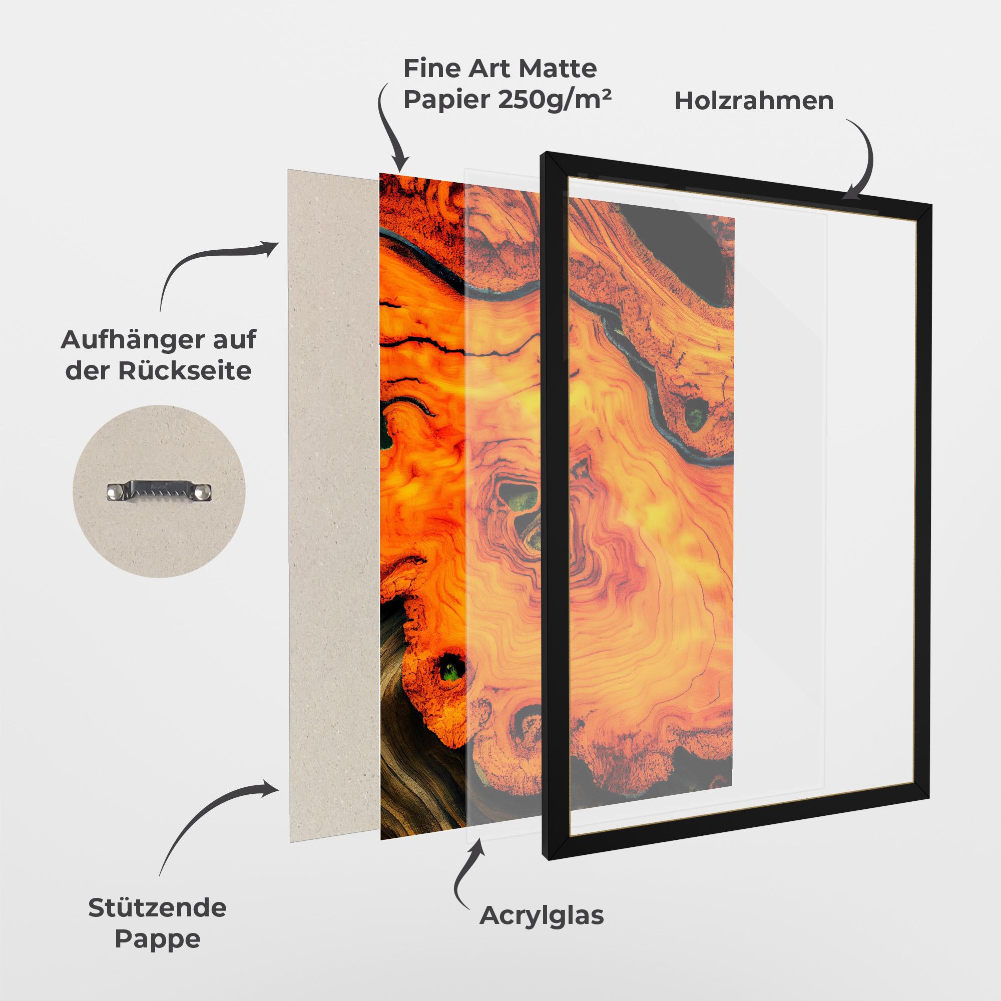 Gerahmte Poster Fire Wood Texture mockup 1