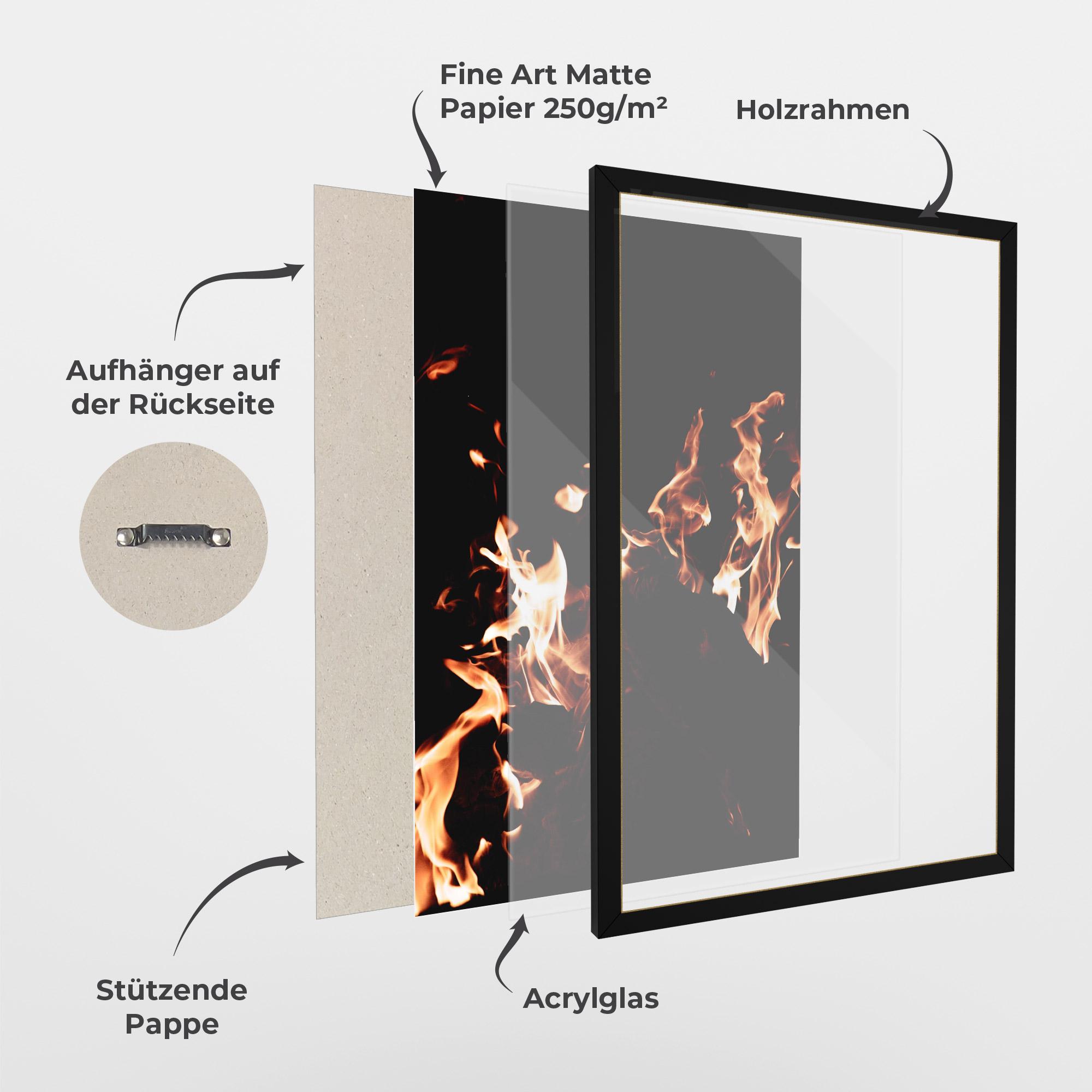 Gerahmte Poster Red Grey Fire mockup 1