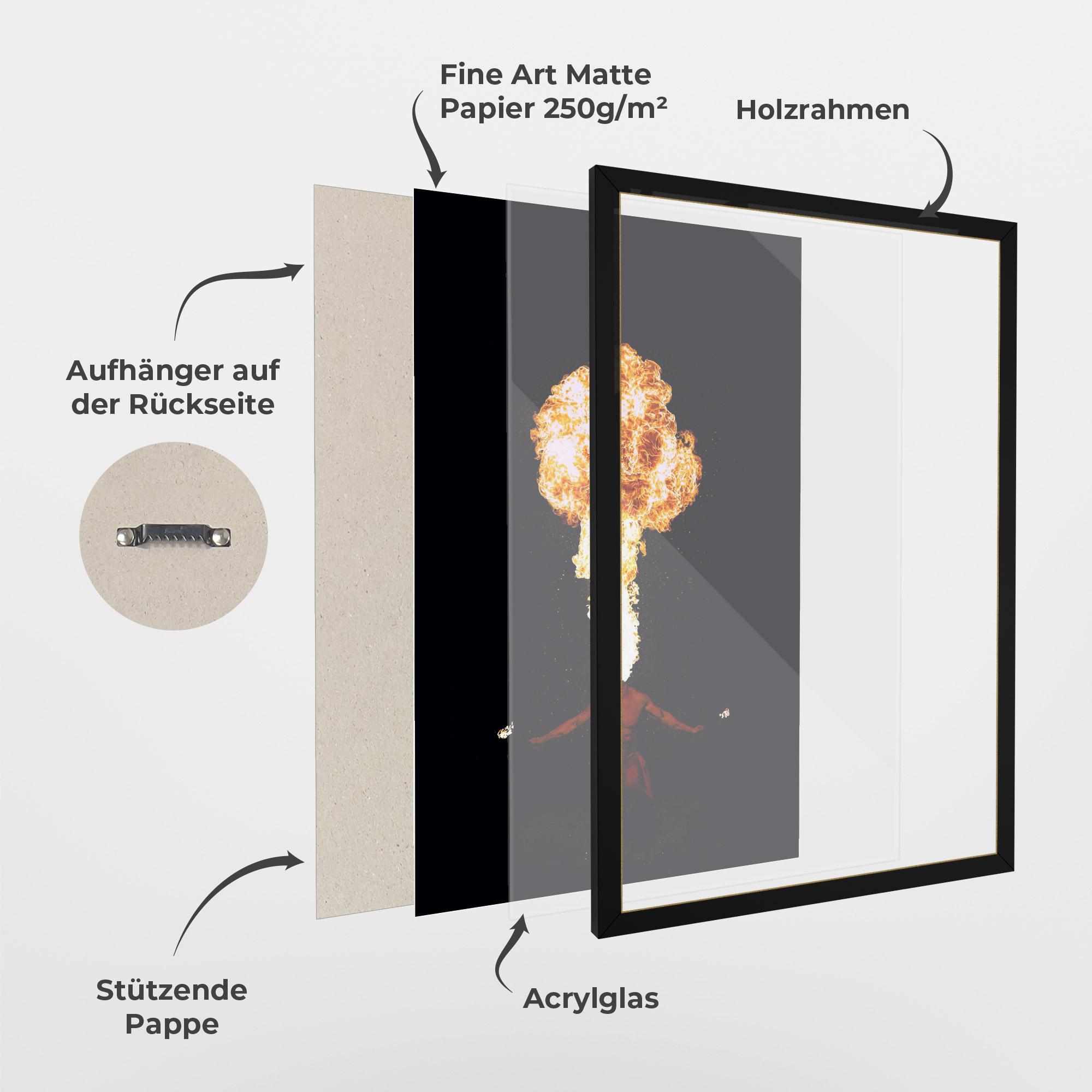 Gerahmte Poster Spitting Fire mockup 1