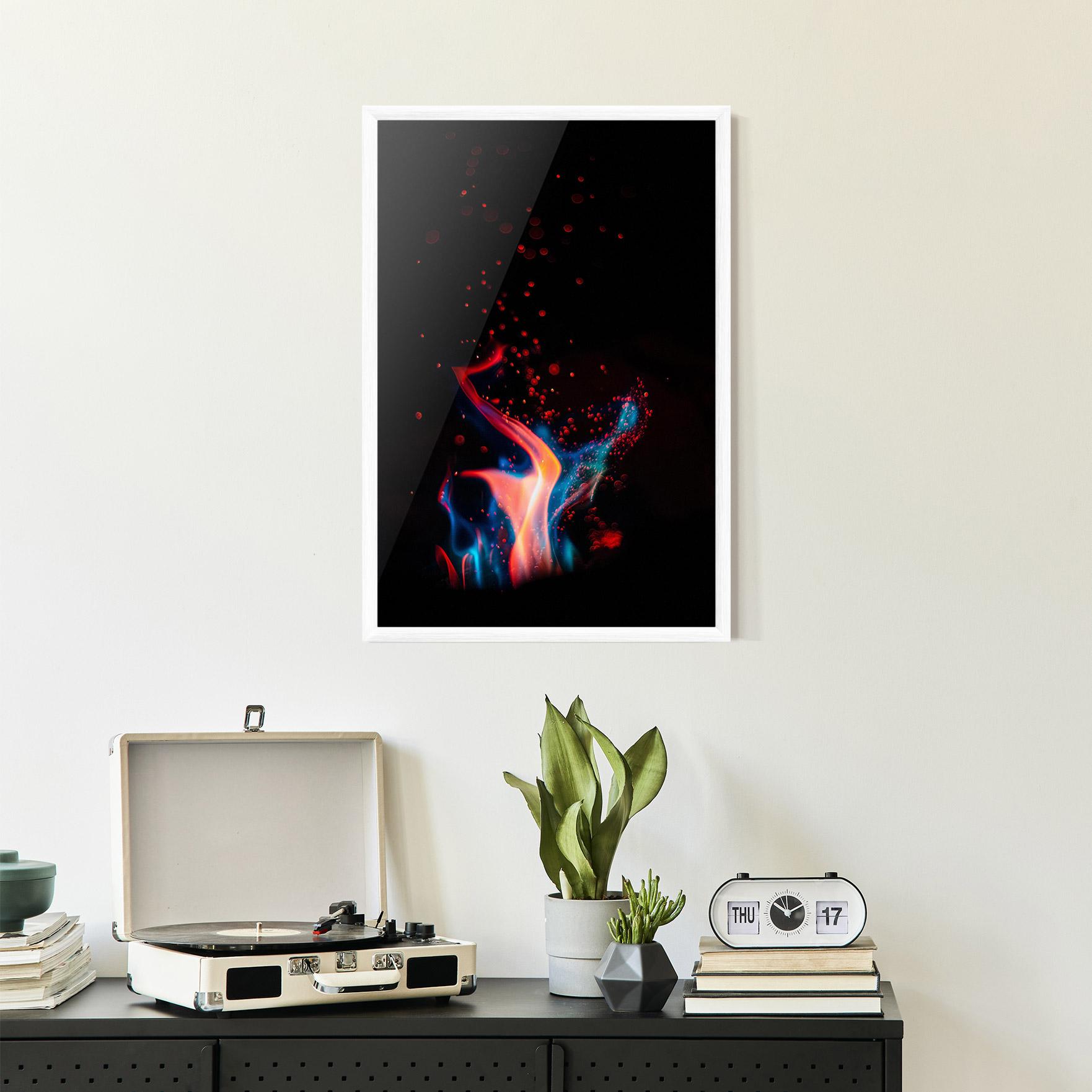 Gerahmte Poster Blue Pink Fire mockup 2