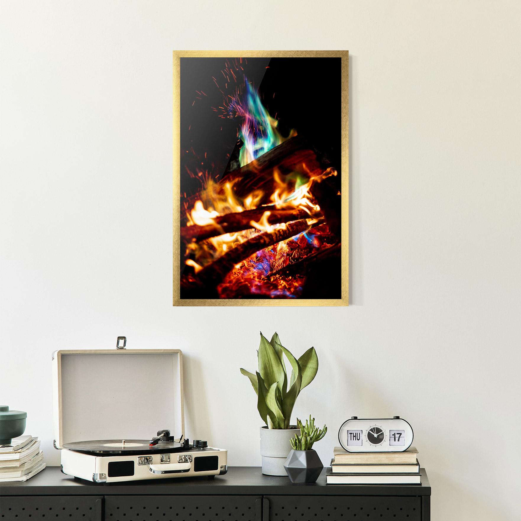 Gerahmte Poster Blue Green Fire mockup 2