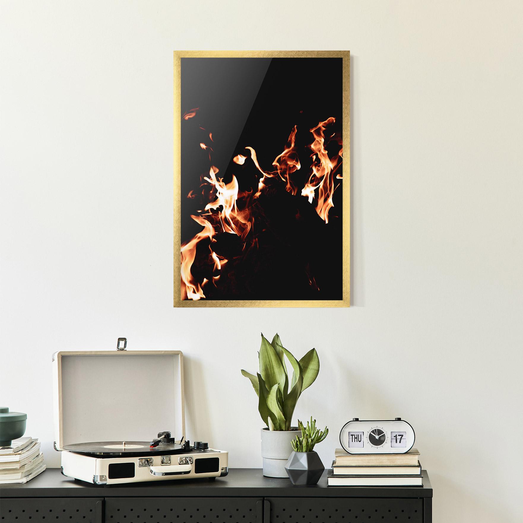 Gerahmte Poster Red Grey Fire mockup 2