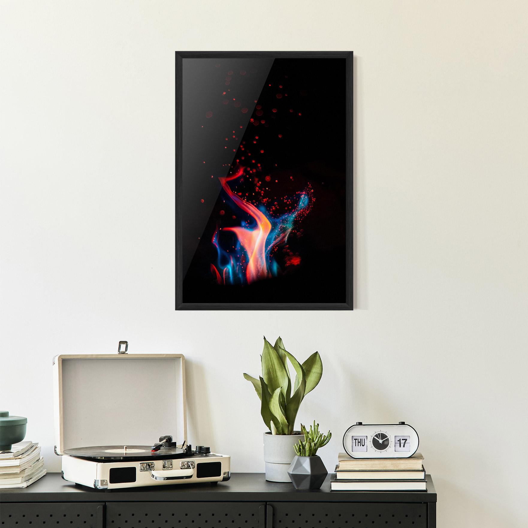 Gerahmte Poster Blue Pink Fire mockup 2