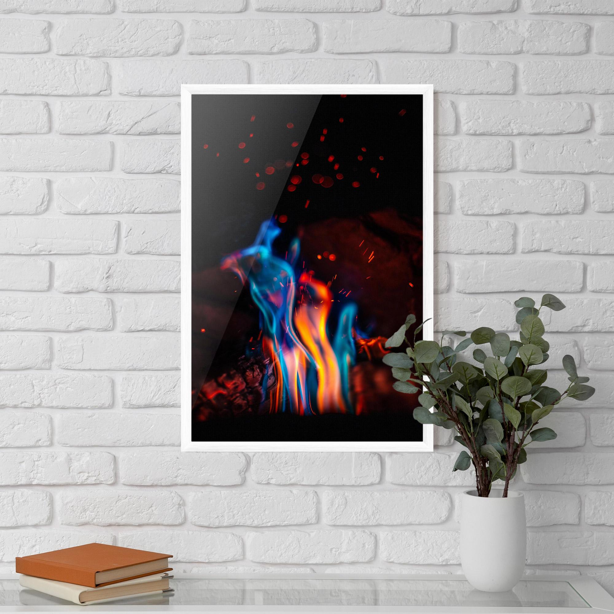 Gerahmte Poster Blue Orange Fire mockup 5