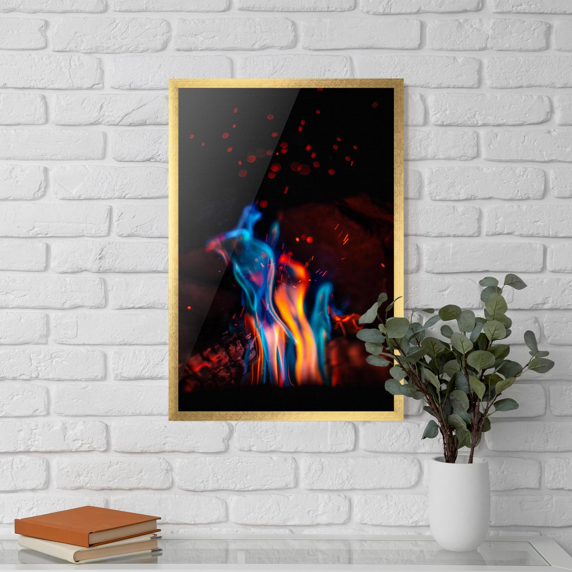 Gerahmte Poster Blue Orange Fire mockup 5