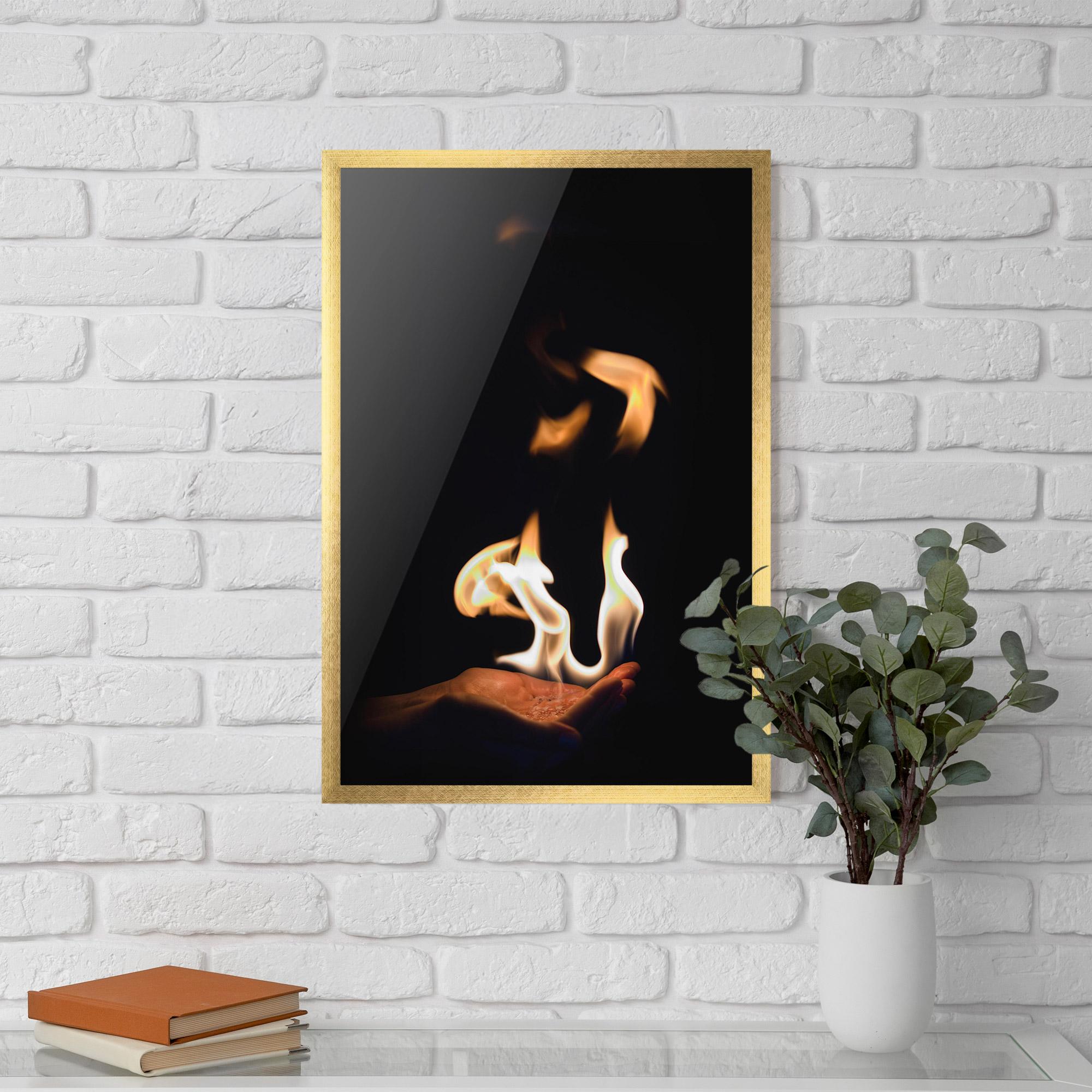 Gerahmte Poster White Orange Fire mockup 5