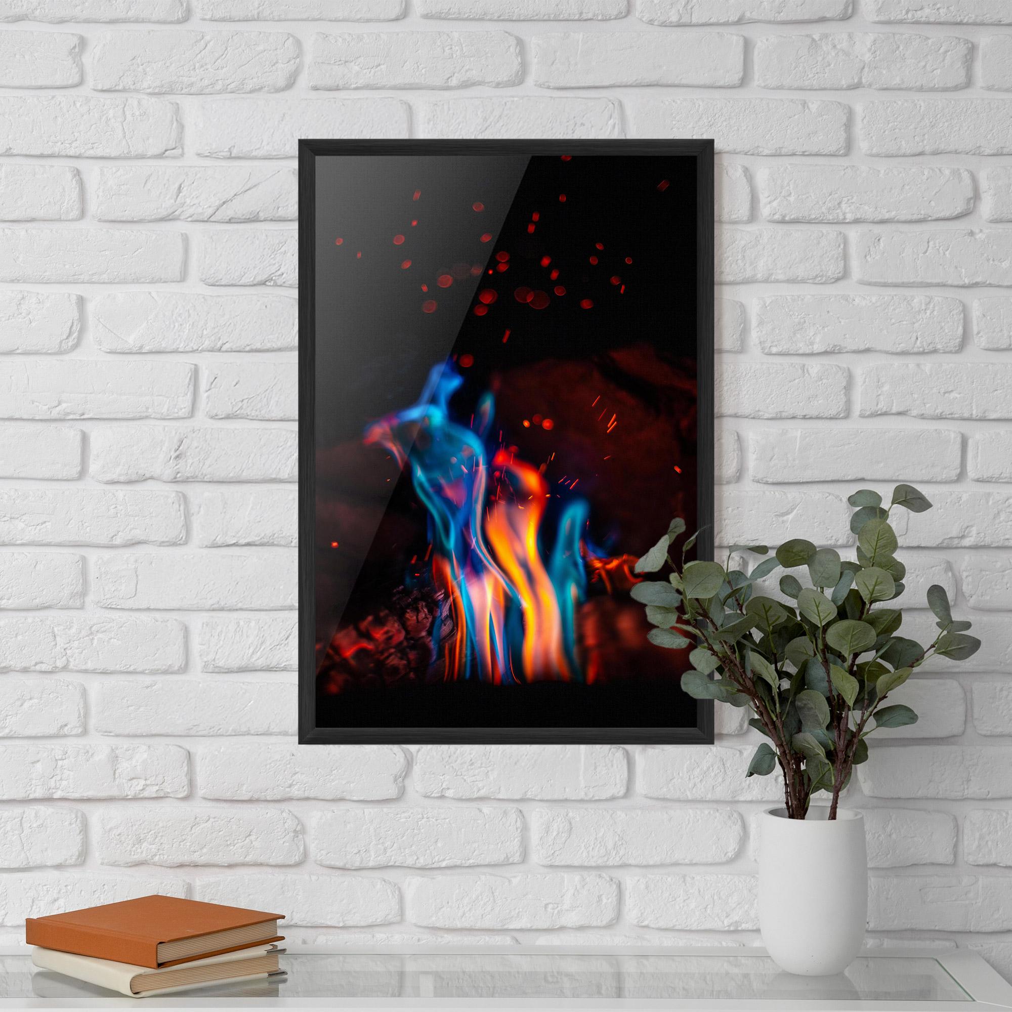 Gerahmte Poster Blue Orange Fire mockup 5