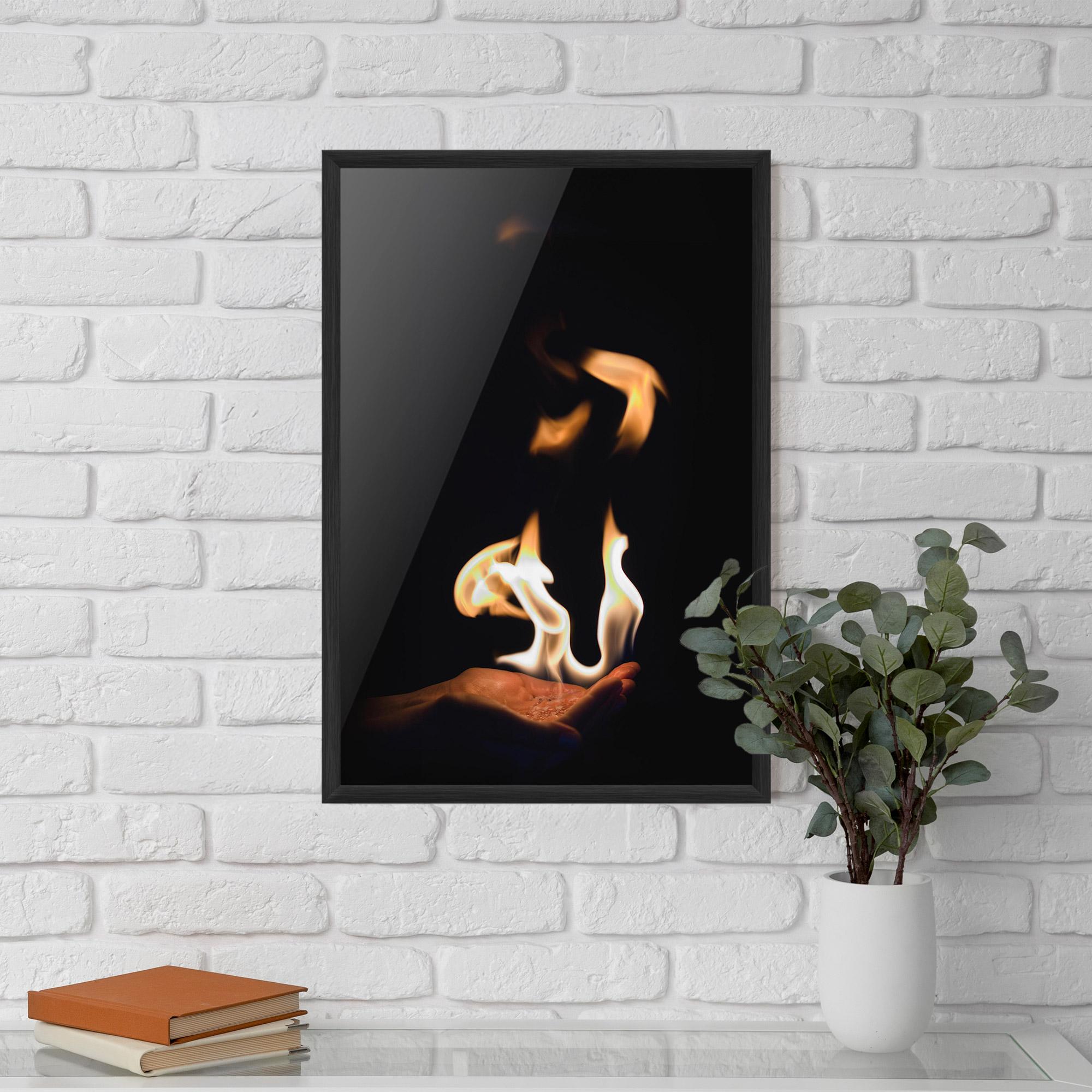 Gerahmte Poster White Orange Fire mockup 5
