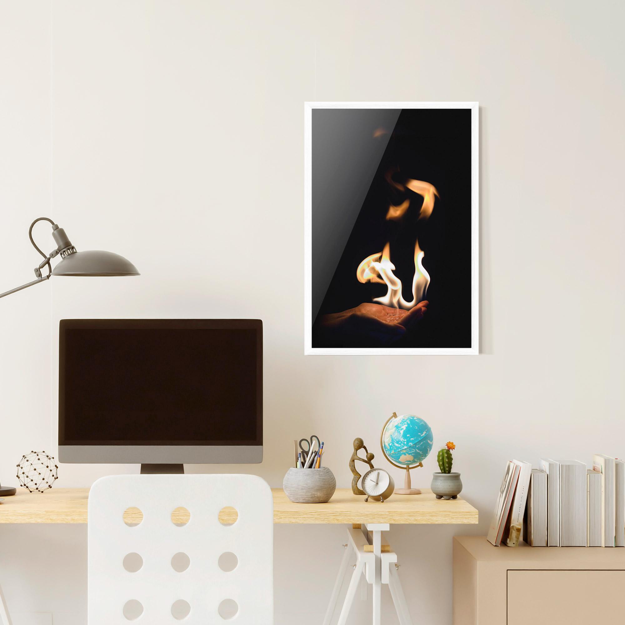 Gerahmte Poster White Orange Fire mockup 6