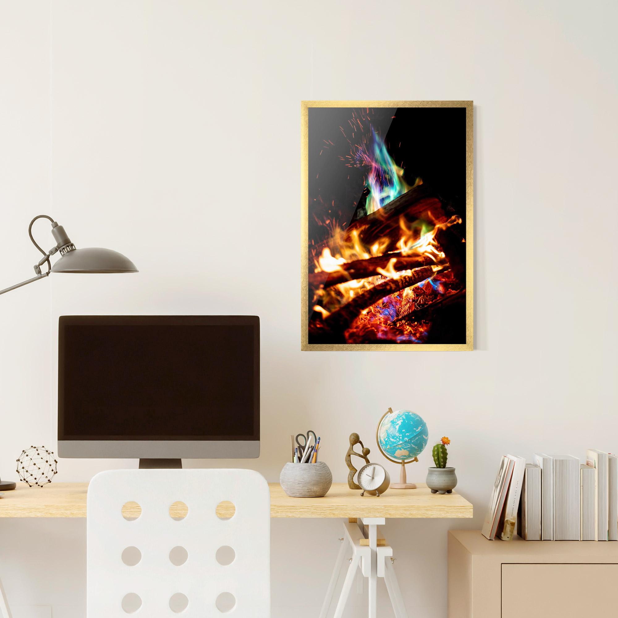 Gerahmte Poster Blue Green Fire mockup 6