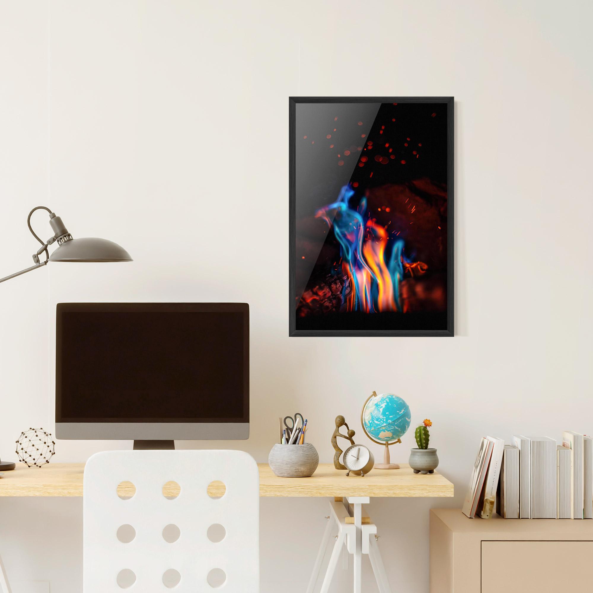 Gerahmte Poster Blue Orange Fire mockup 6