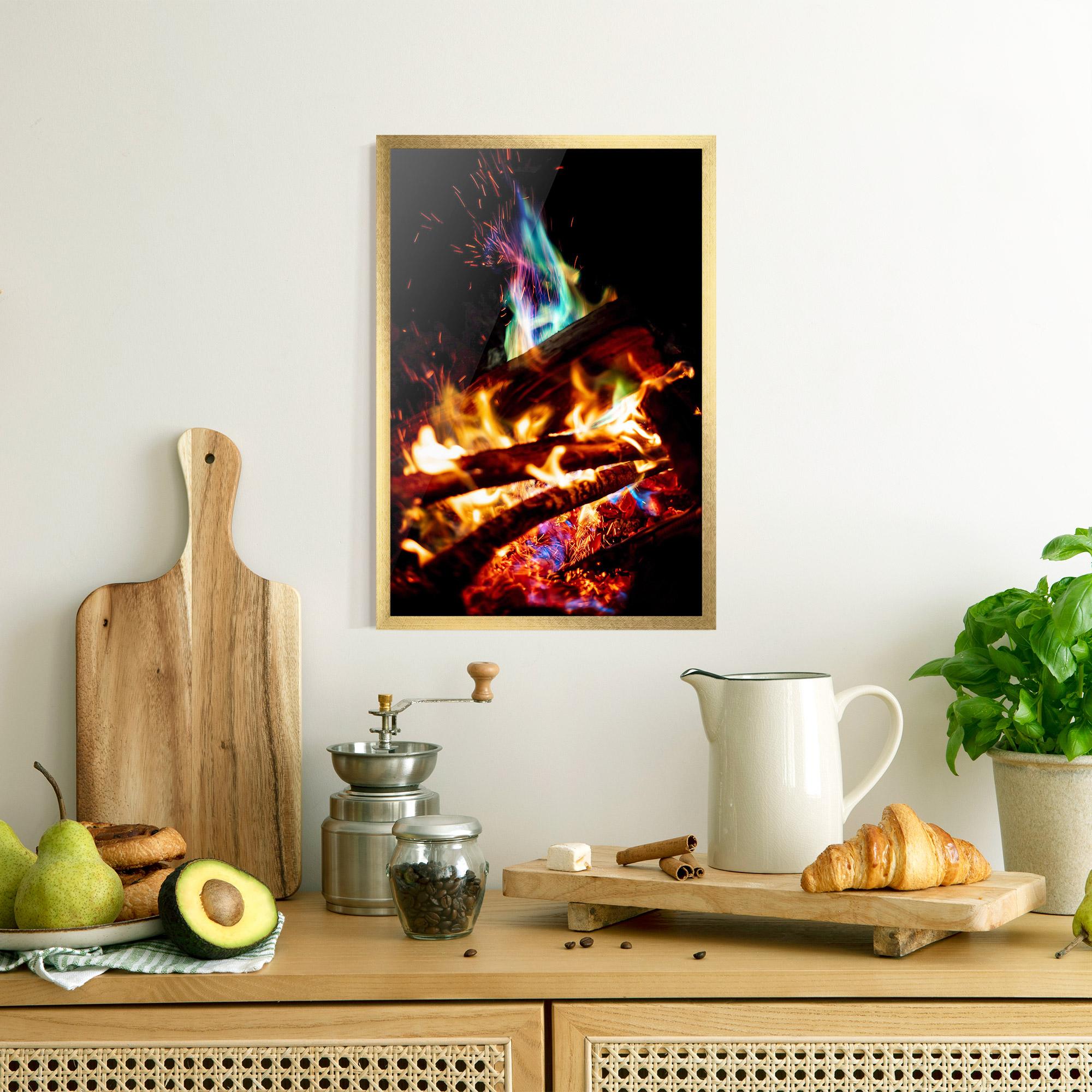 Gerahmte Poster Blue Green Fire mockup 8