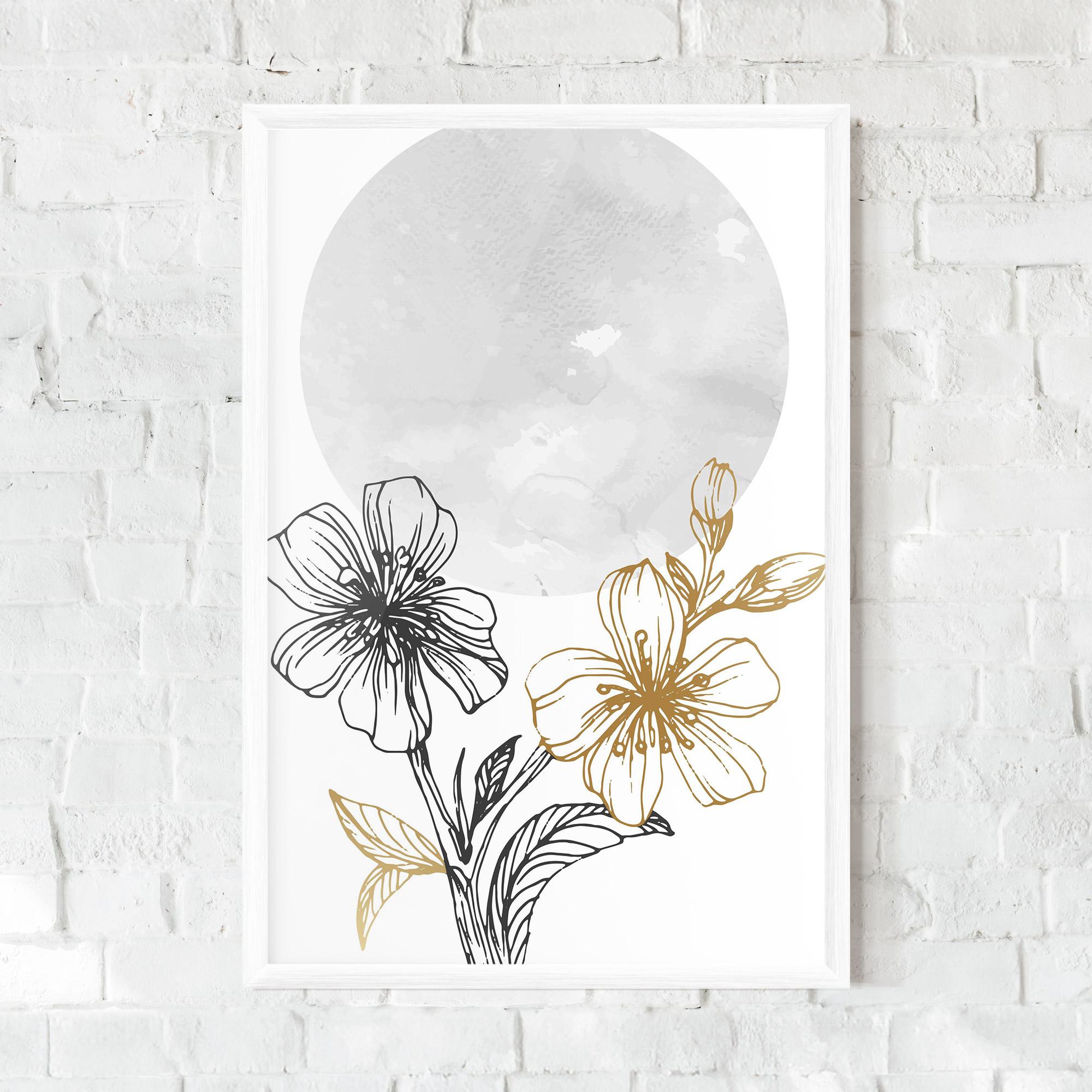 Gerahmte Poster Grey Moon Flowers mockup 0