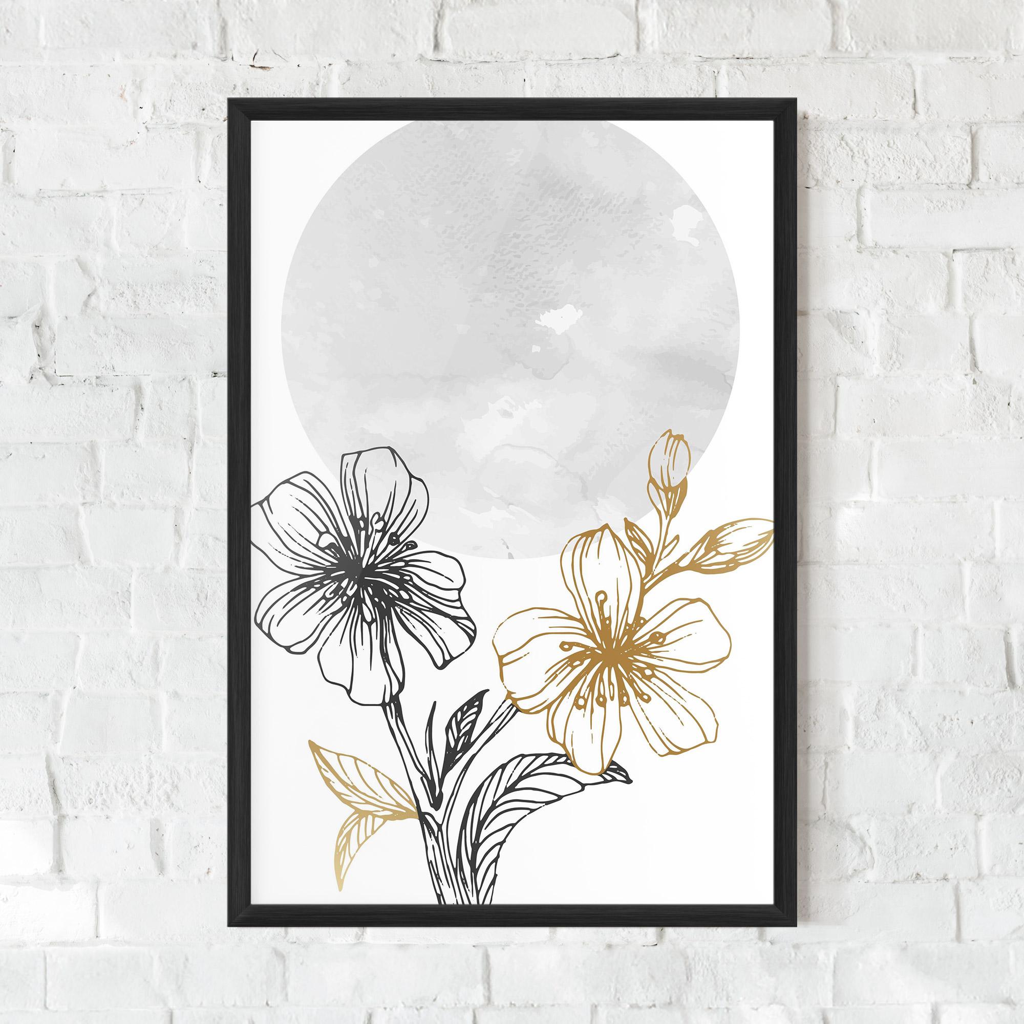 Gerahmte Poster Grey Moon Flowers mockup 0