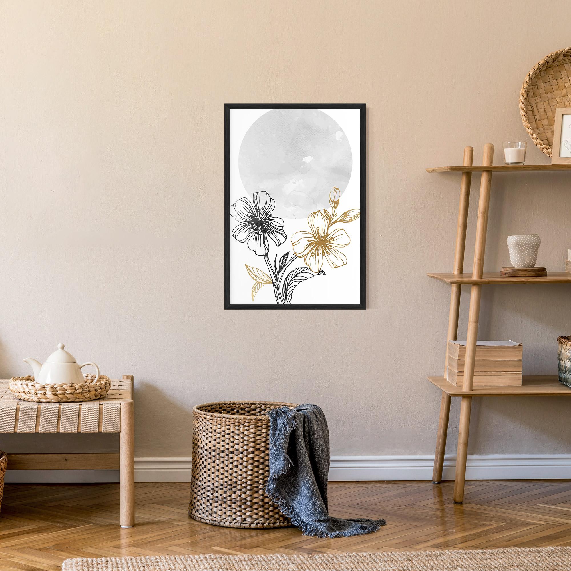 Gerahmte Poster Grey Moon Flowers mockup 9