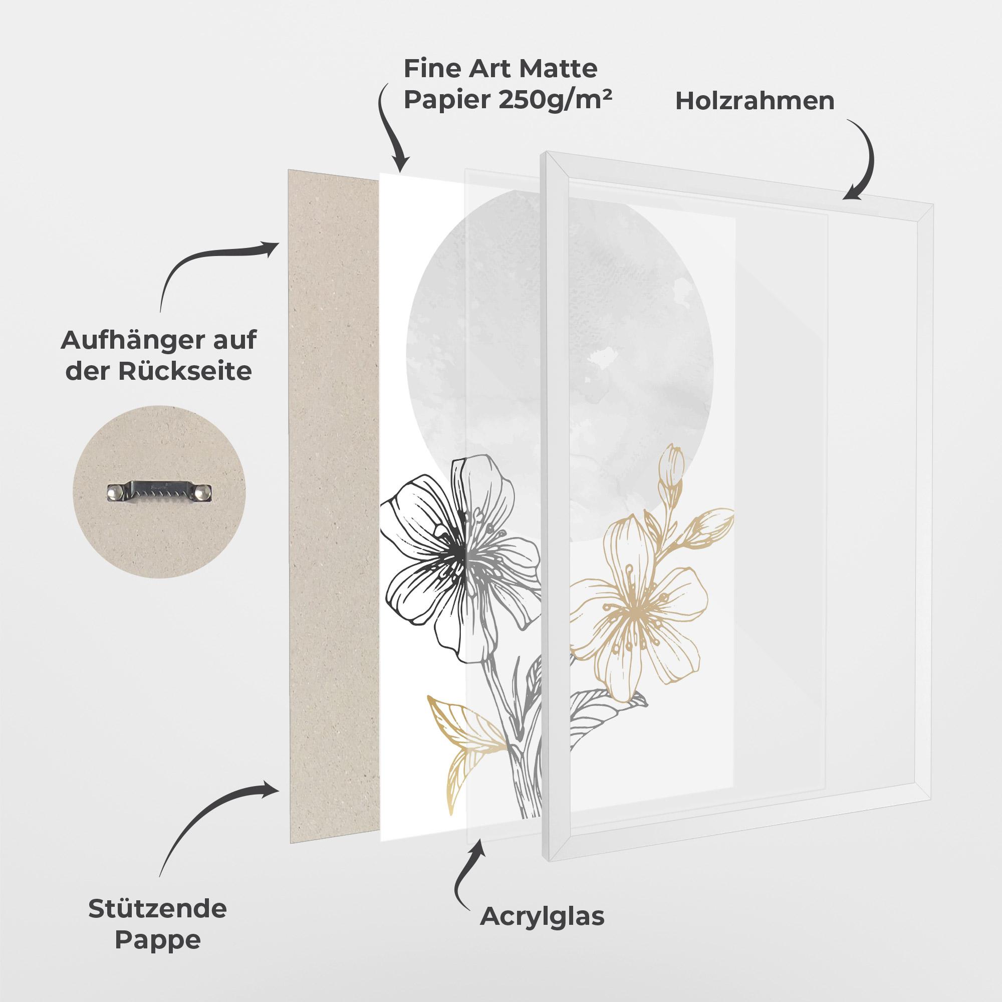 Gerahmte Poster Grey Moon Flowers mockup 1