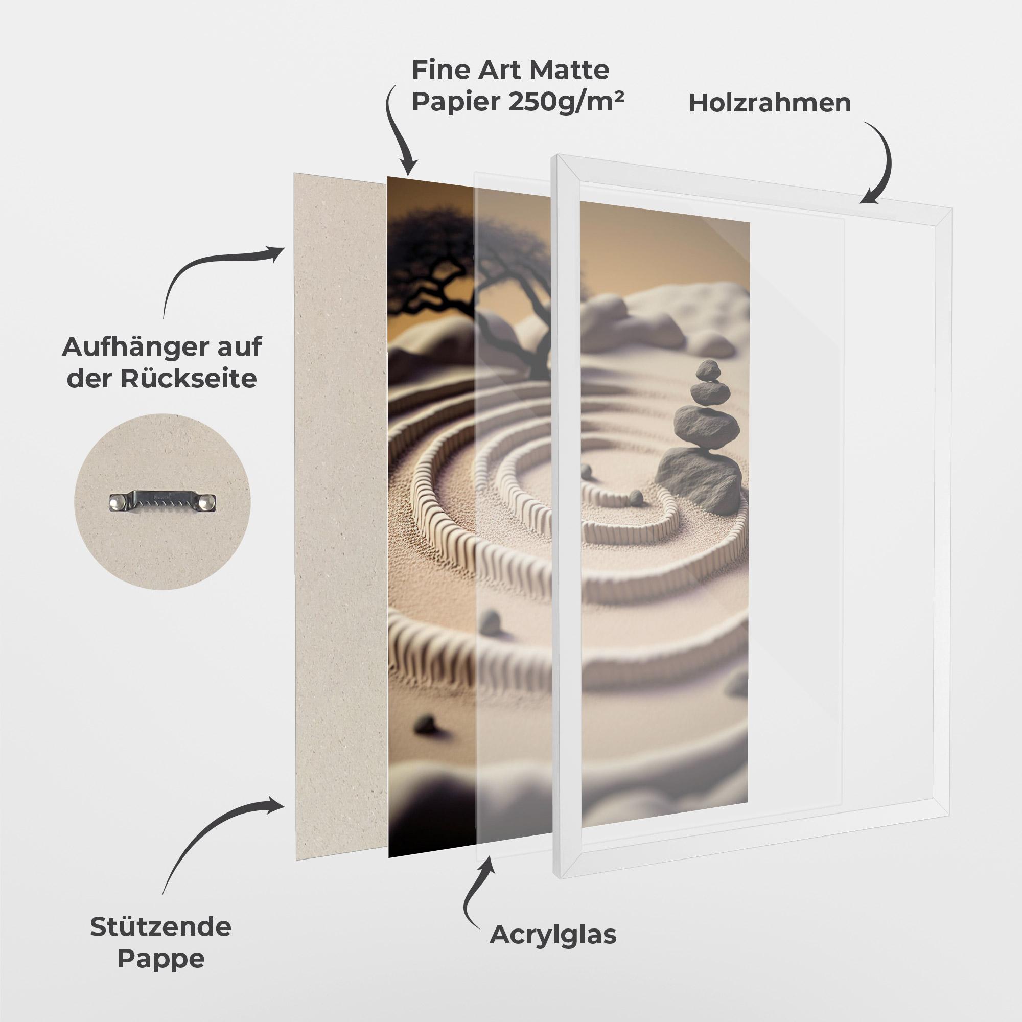 Gerahmte Poster Japanese Zen Garden mockup 1