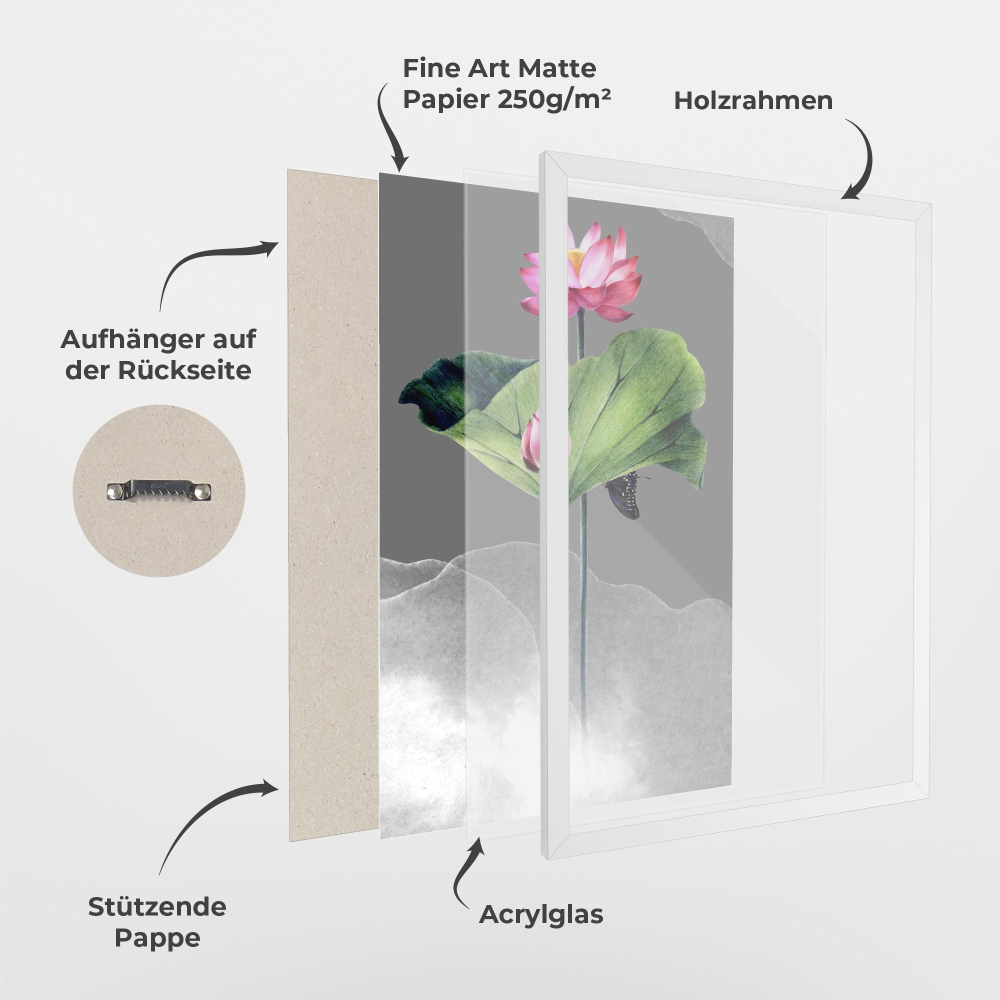 Gerahmte Poster Pink Lotus Art mockup 1