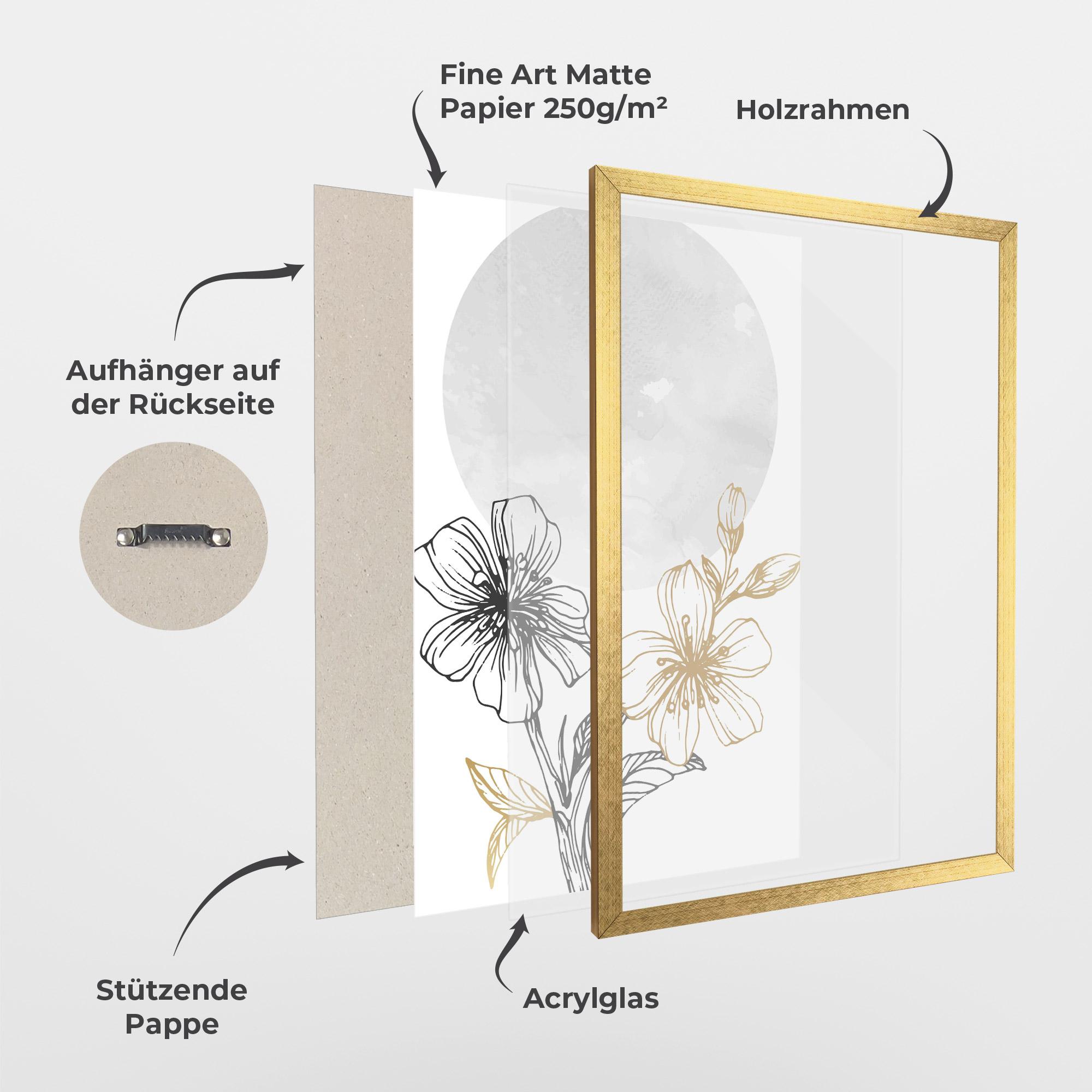 Gerahmte Poster Grey Moon Flowers mockup 1