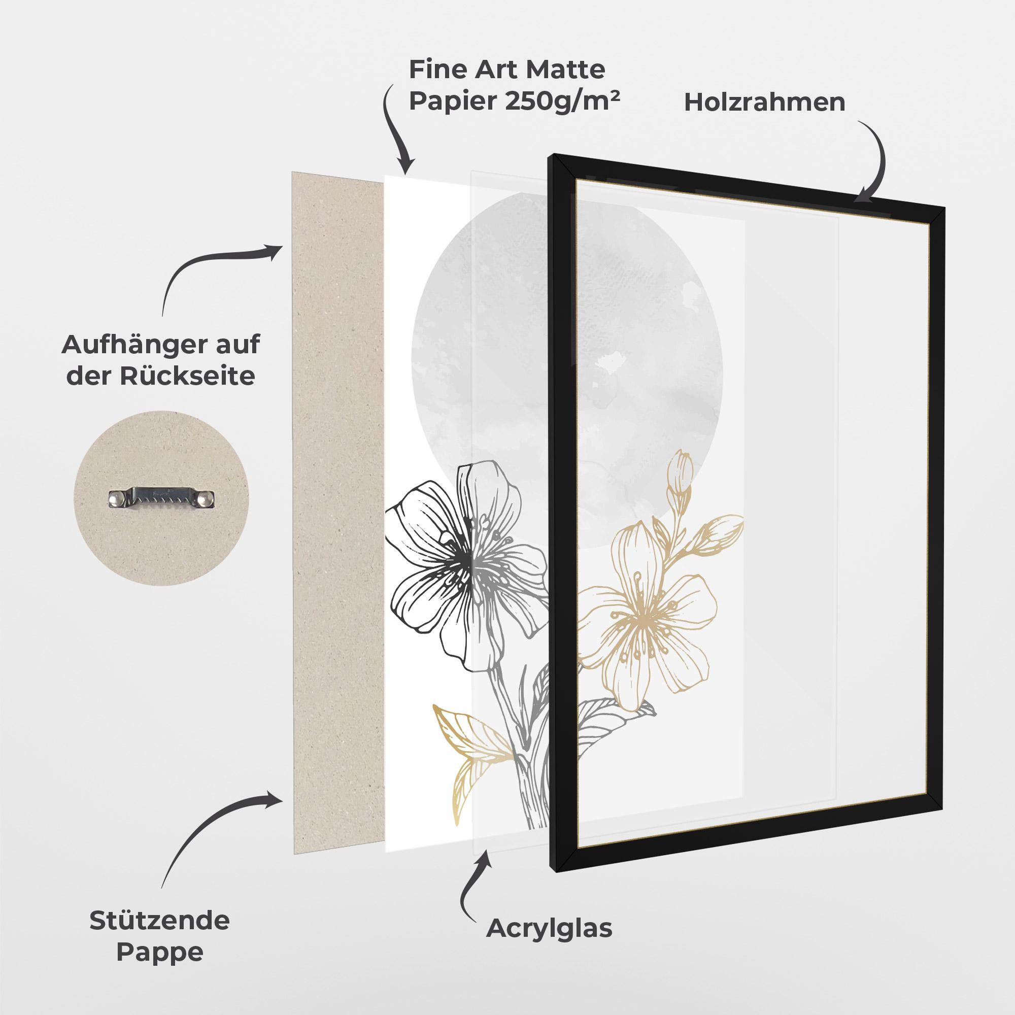 Gerahmte Poster Grey Moon Flowers mockup 1