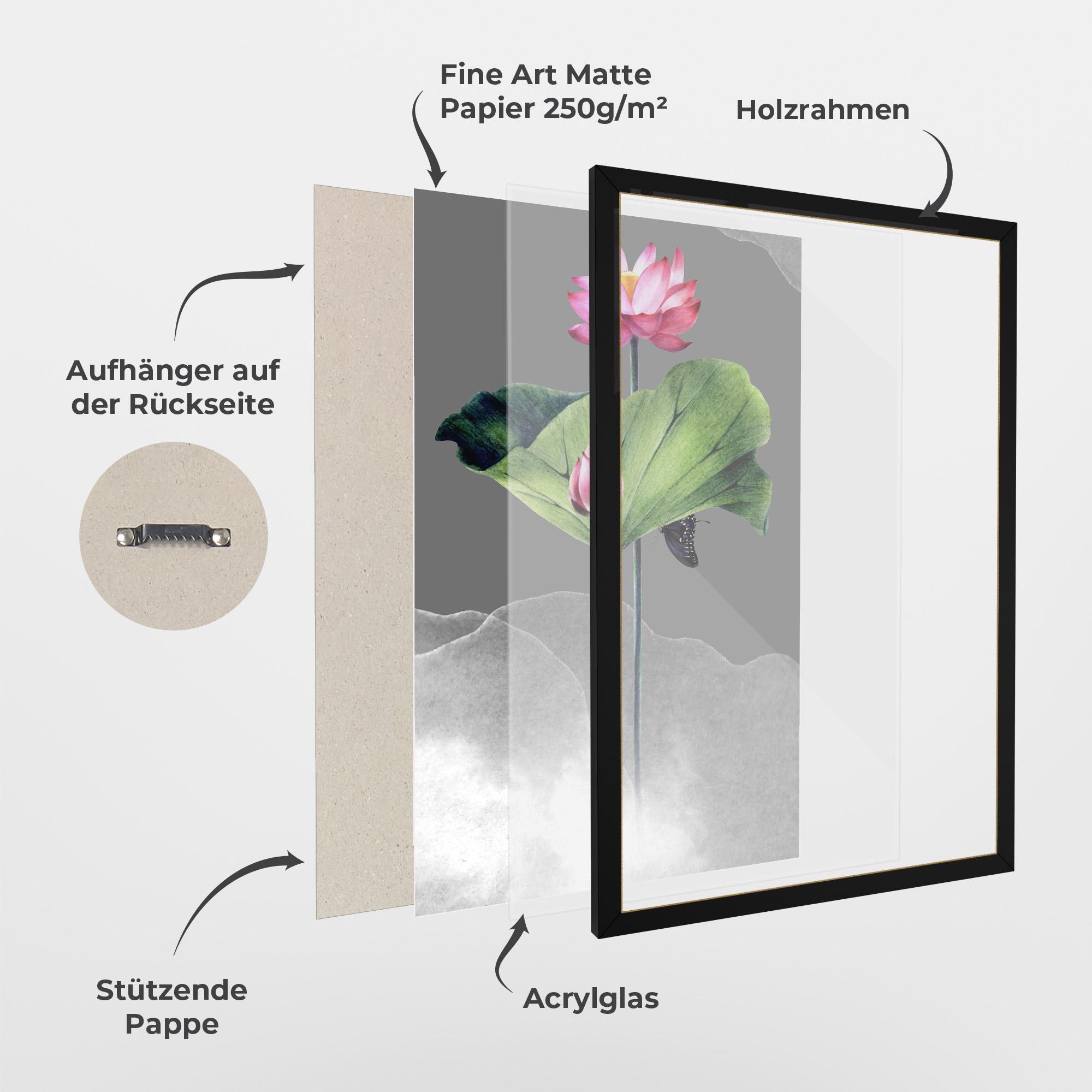 Gerahmte Poster Pink Lotus Art mockup 1