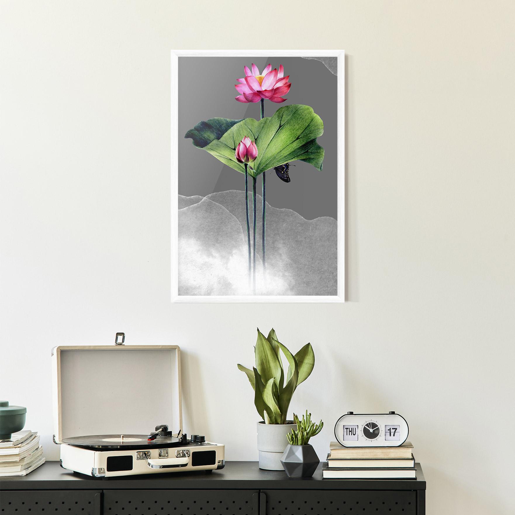 Gerahmte Poster Pink Lotus Art mockup 2