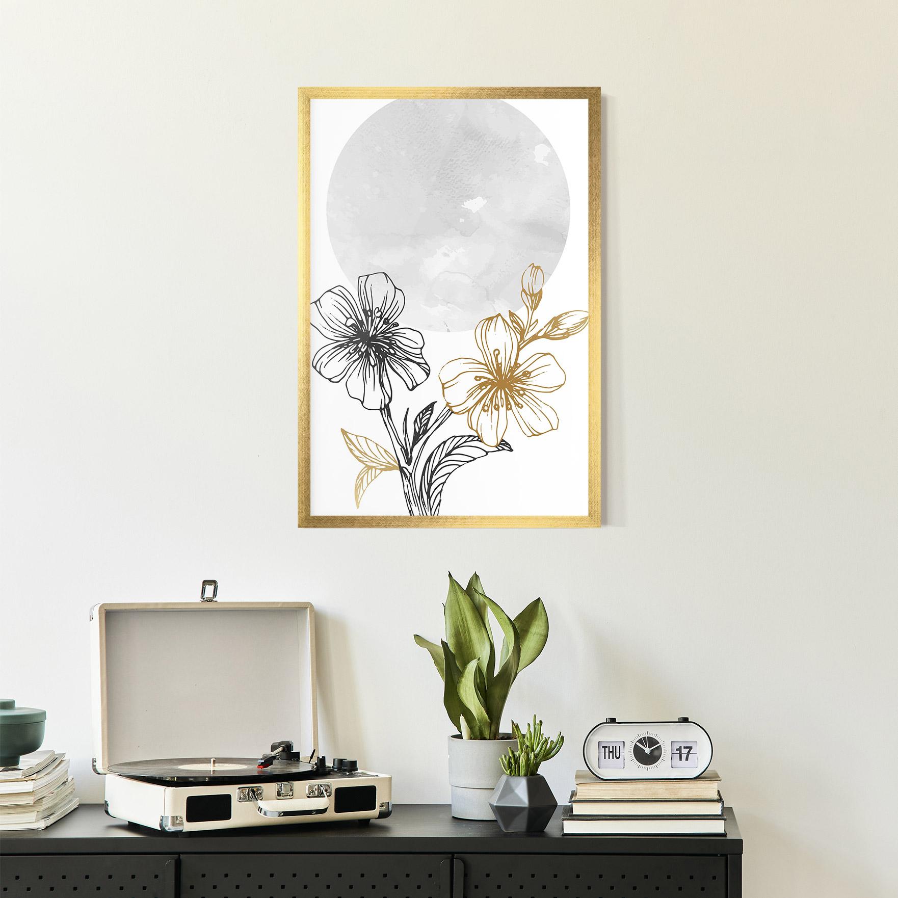 Gerahmte Poster Grey Moon Flowers mockup 2