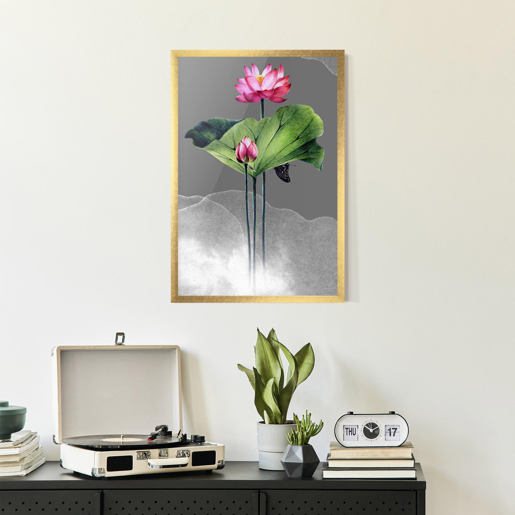 Gerahmte Poster Pink Lotus Art mockup 2