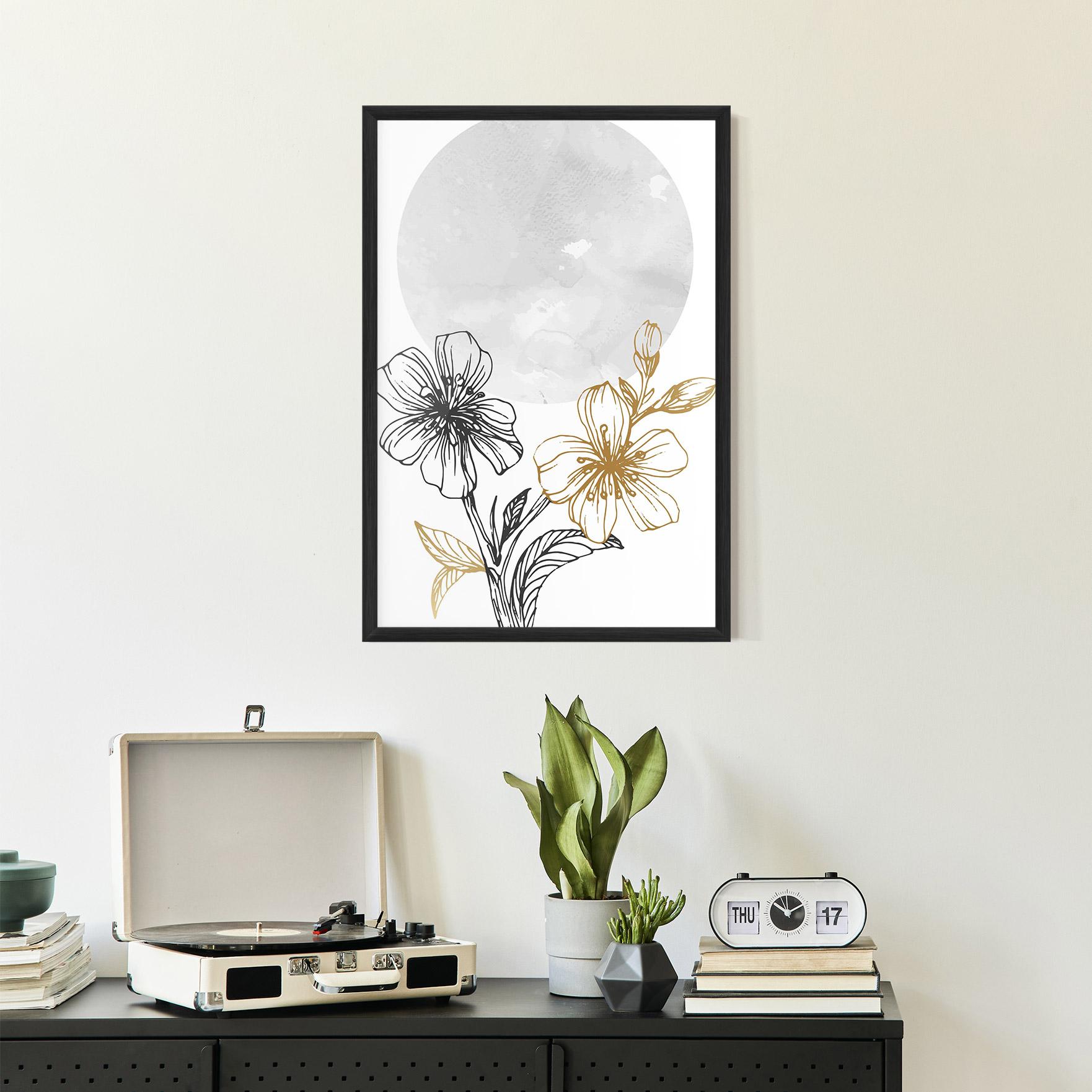 Gerahmte Poster Grey Moon Flowers mockup 2