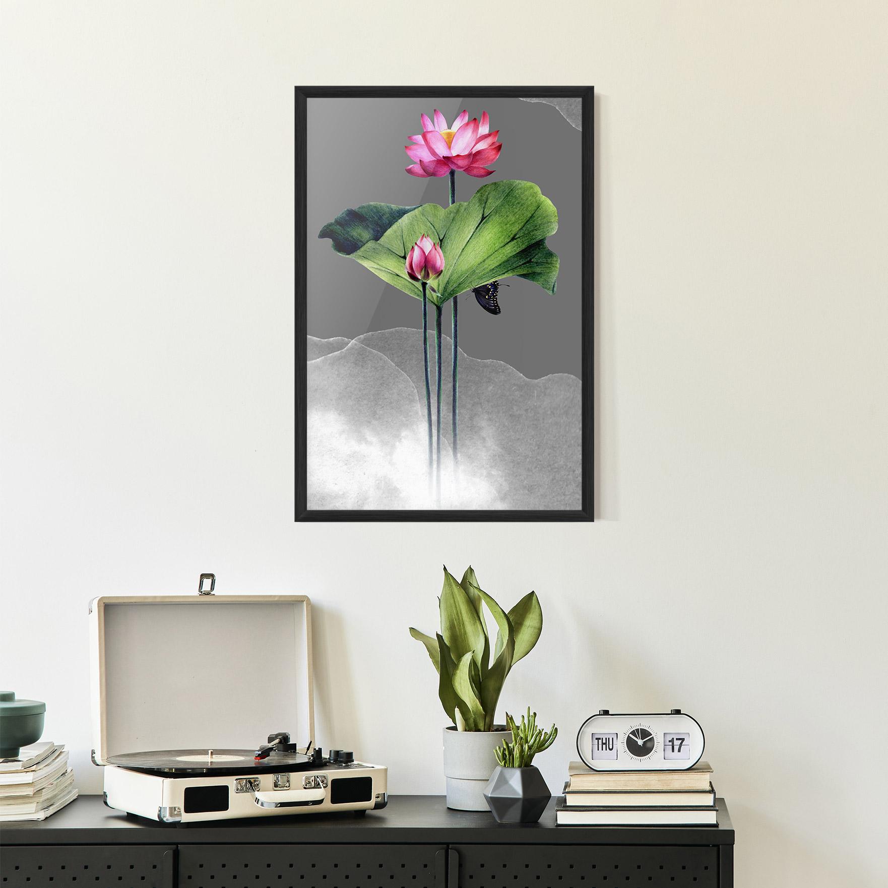 Gerahmte Poster Pink Lotus Art mockup 2