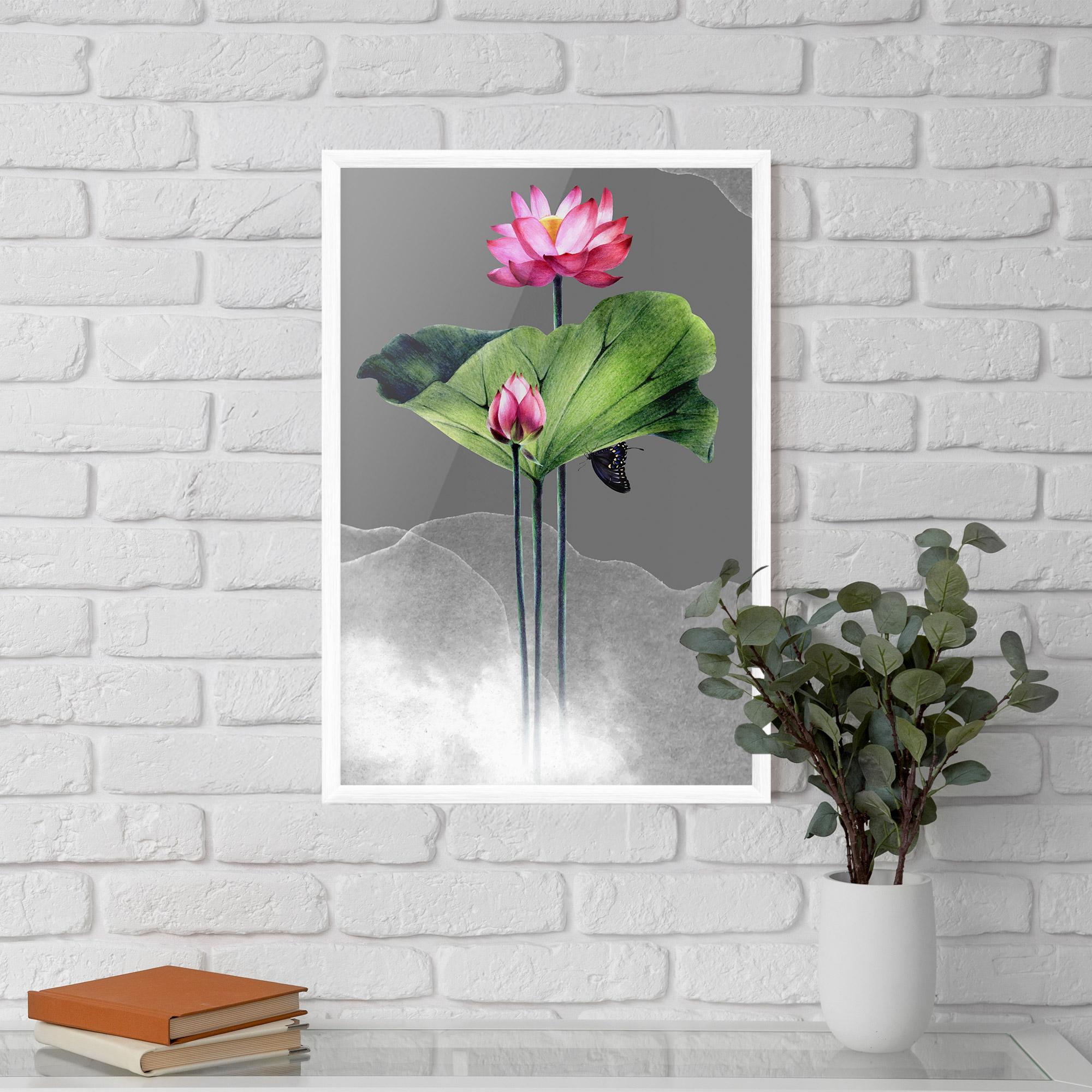 Gerahmte Poster Pink Lotus Art mockup 5