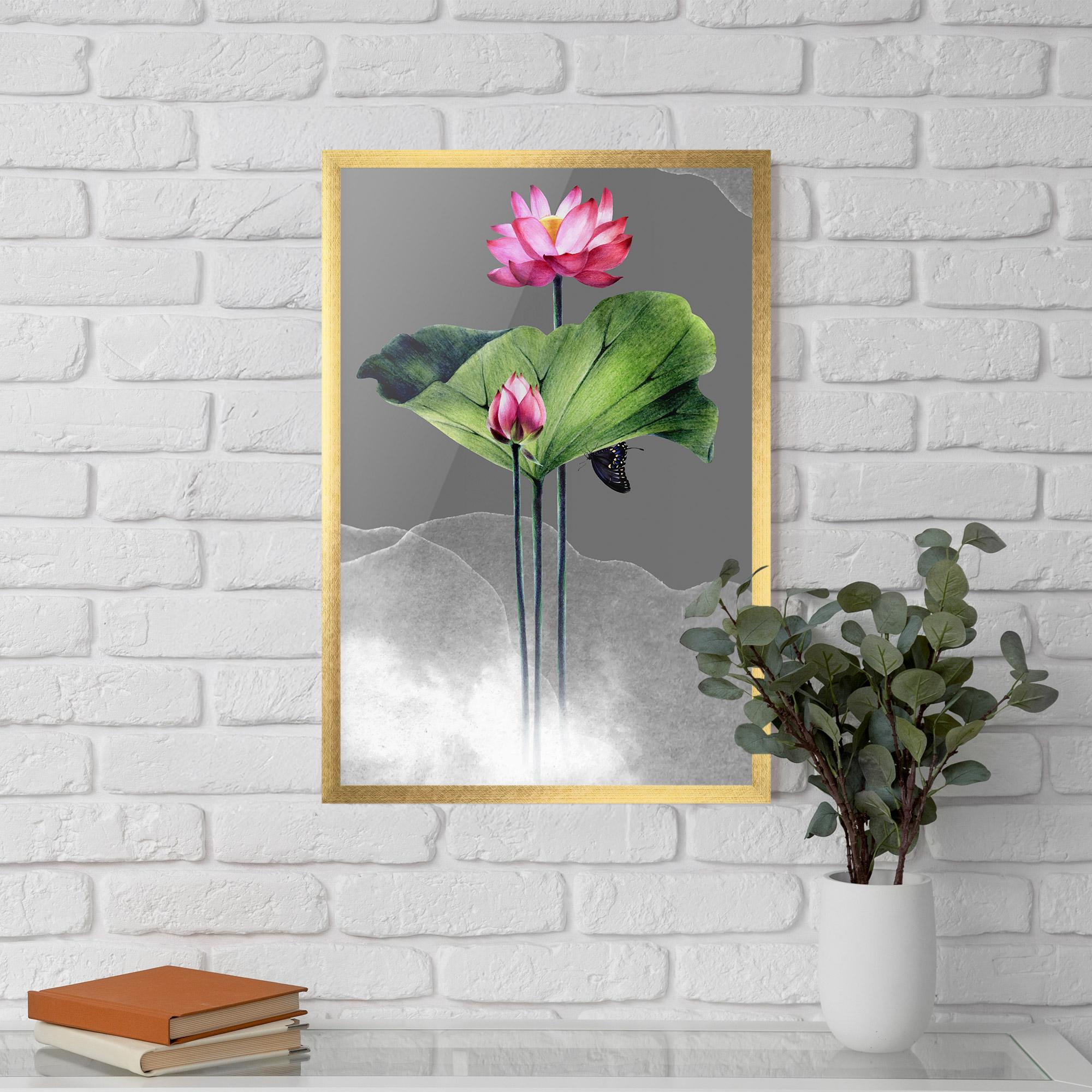 Gerahmte Poster Pink Lotus Art mockup 5
