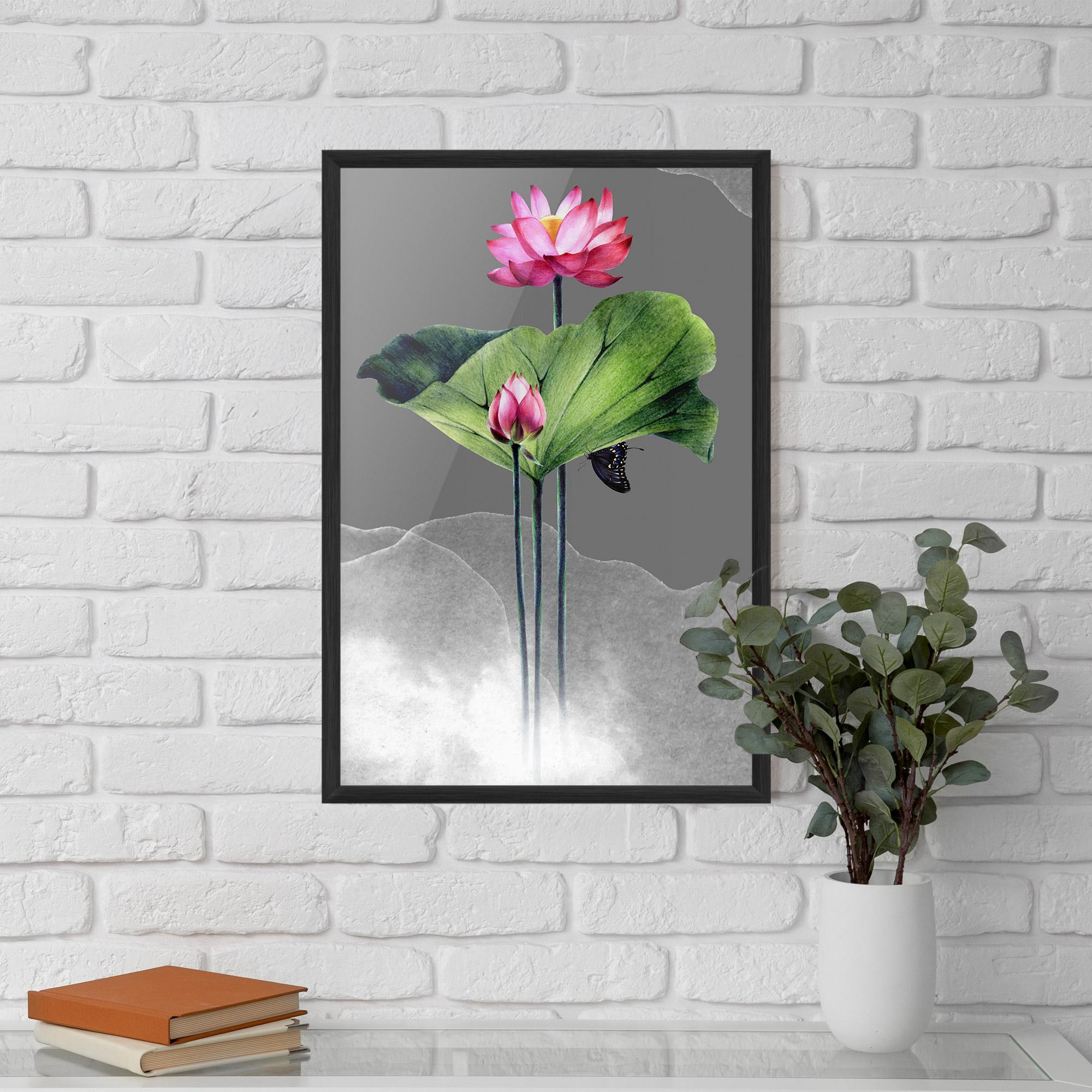 Gerahmte Poster Pink Lotus Art mockup 5