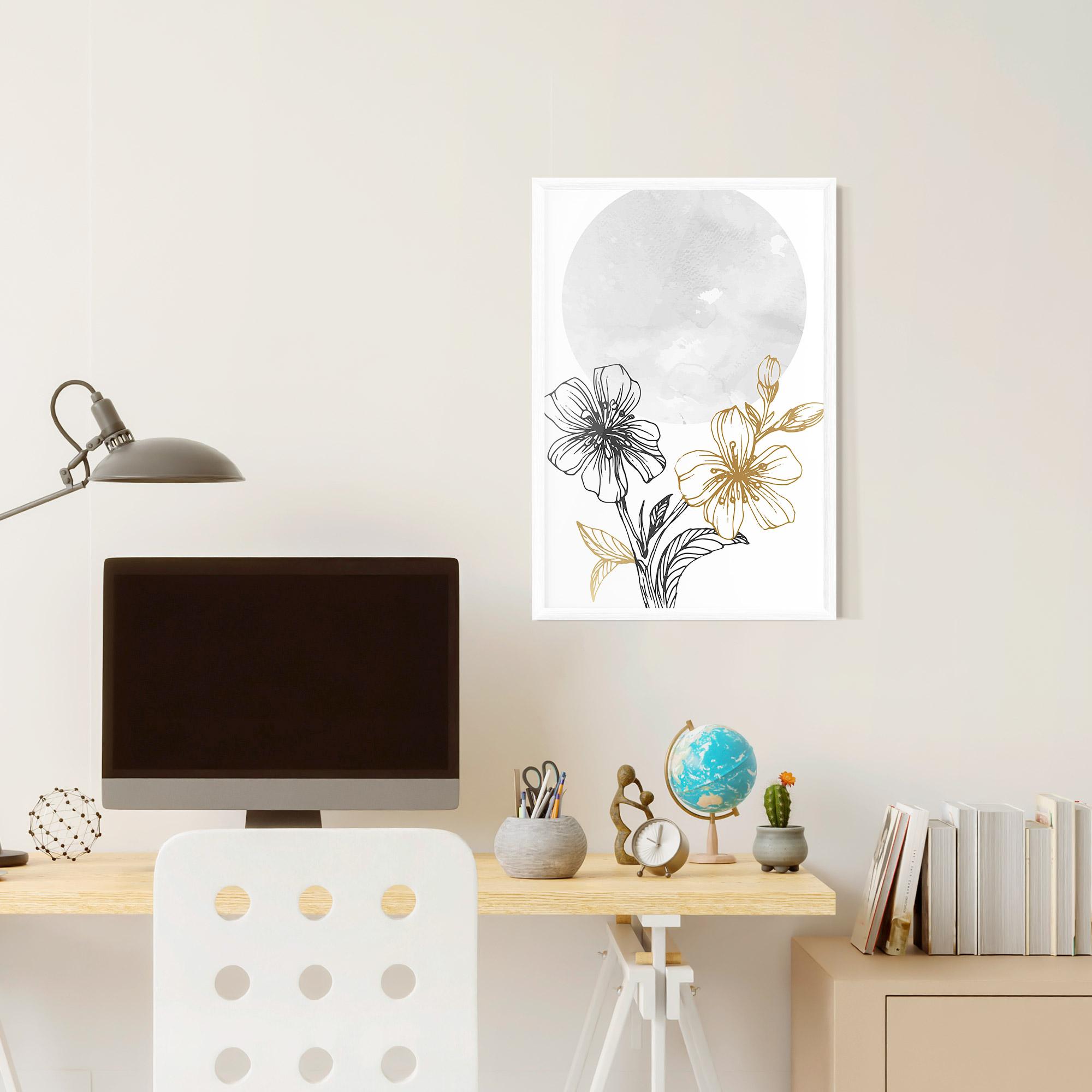 Gerahmte Poster Grey Moon Flowers mockup 6